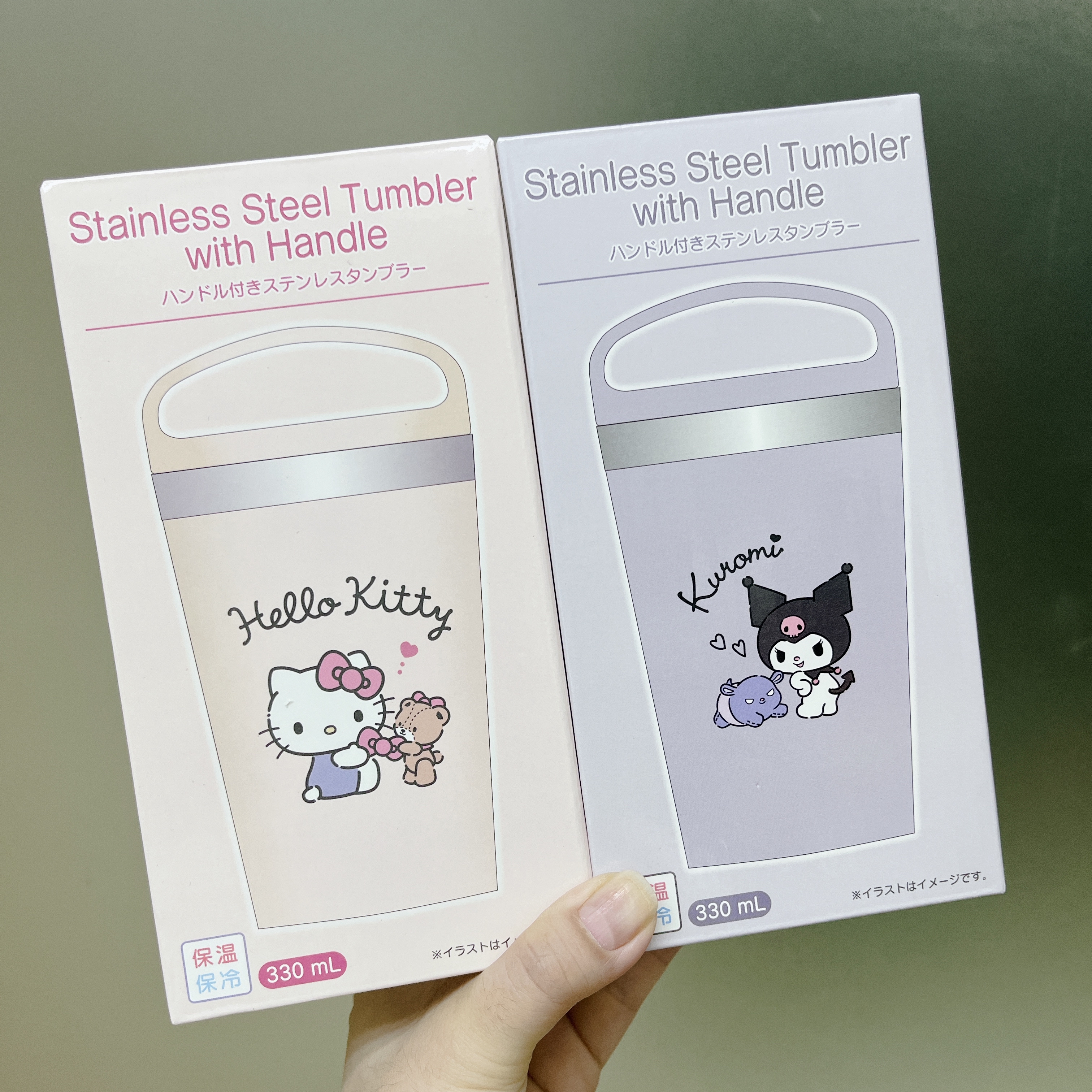 日本現貨📍Hello Kitty/Kuromi圖案手提保溫杯 330ml