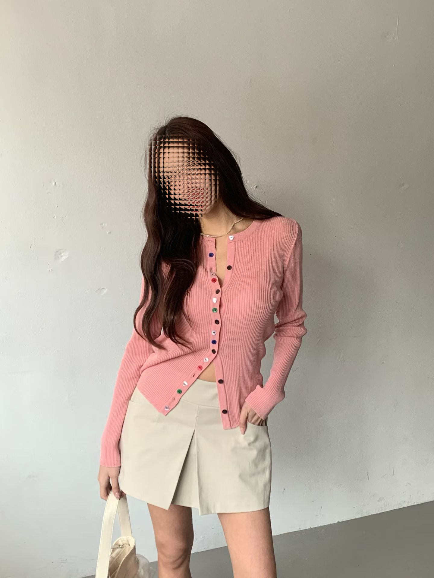 Rainbow buttons cardi/top