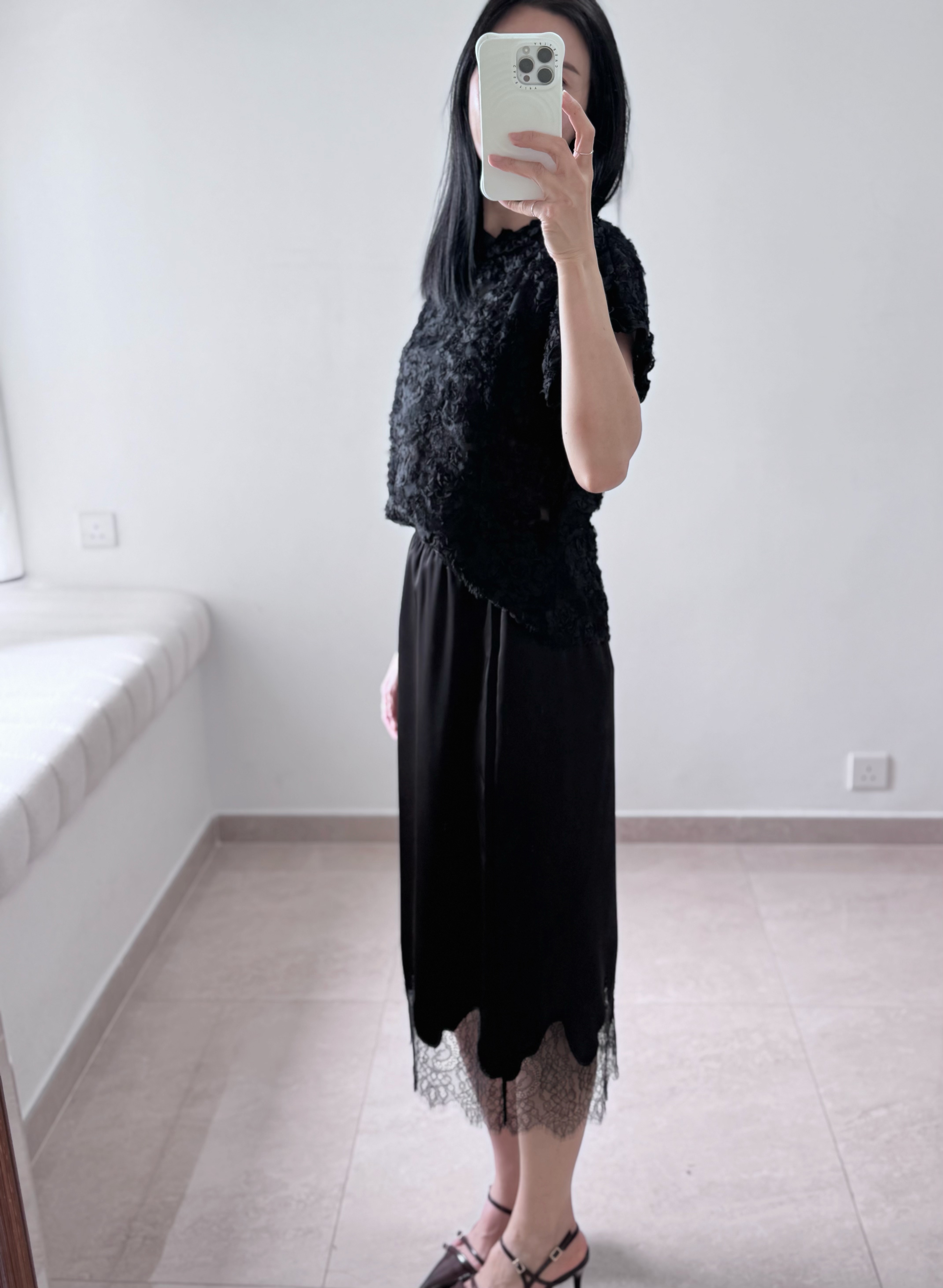 Feminine textured flower blouse