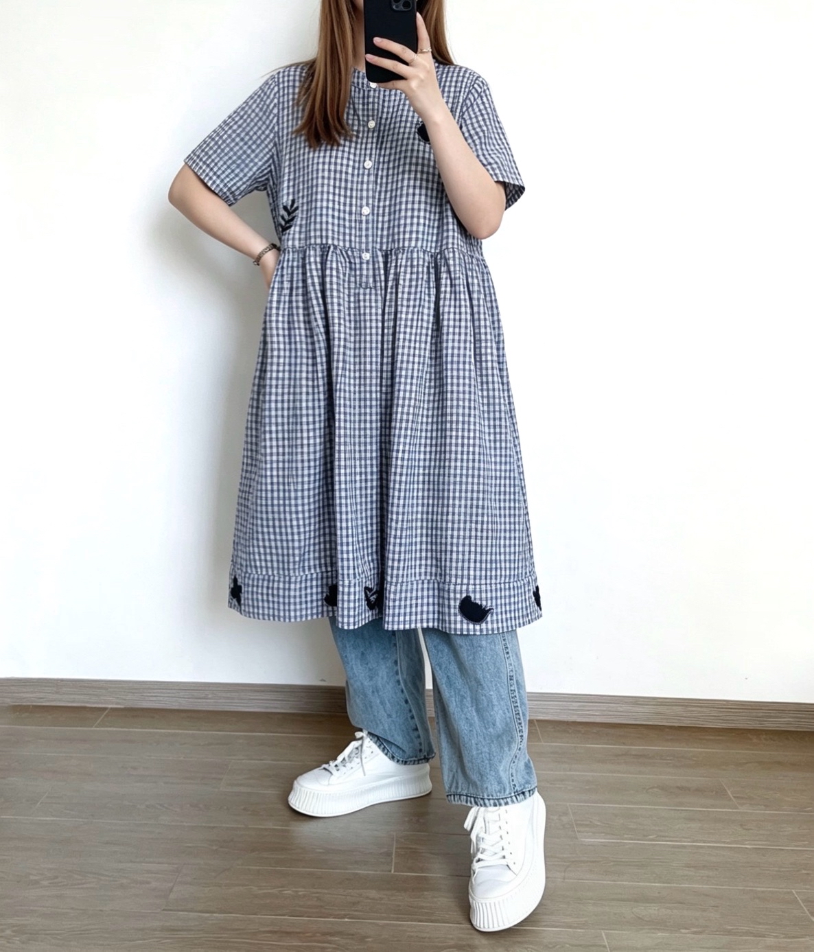 ☀️夏日優惠☀️ 日系格刺繡print Ops
