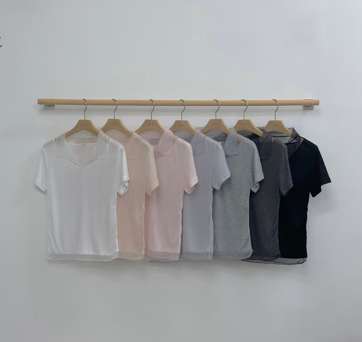 【休閒/上班】薄紗拼布直紋上衣