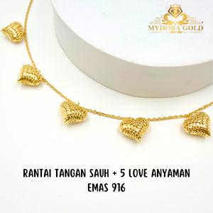 MYDORA Rantai Tangan Sauh + 5 Love Anyaman l EMAS 916/22K