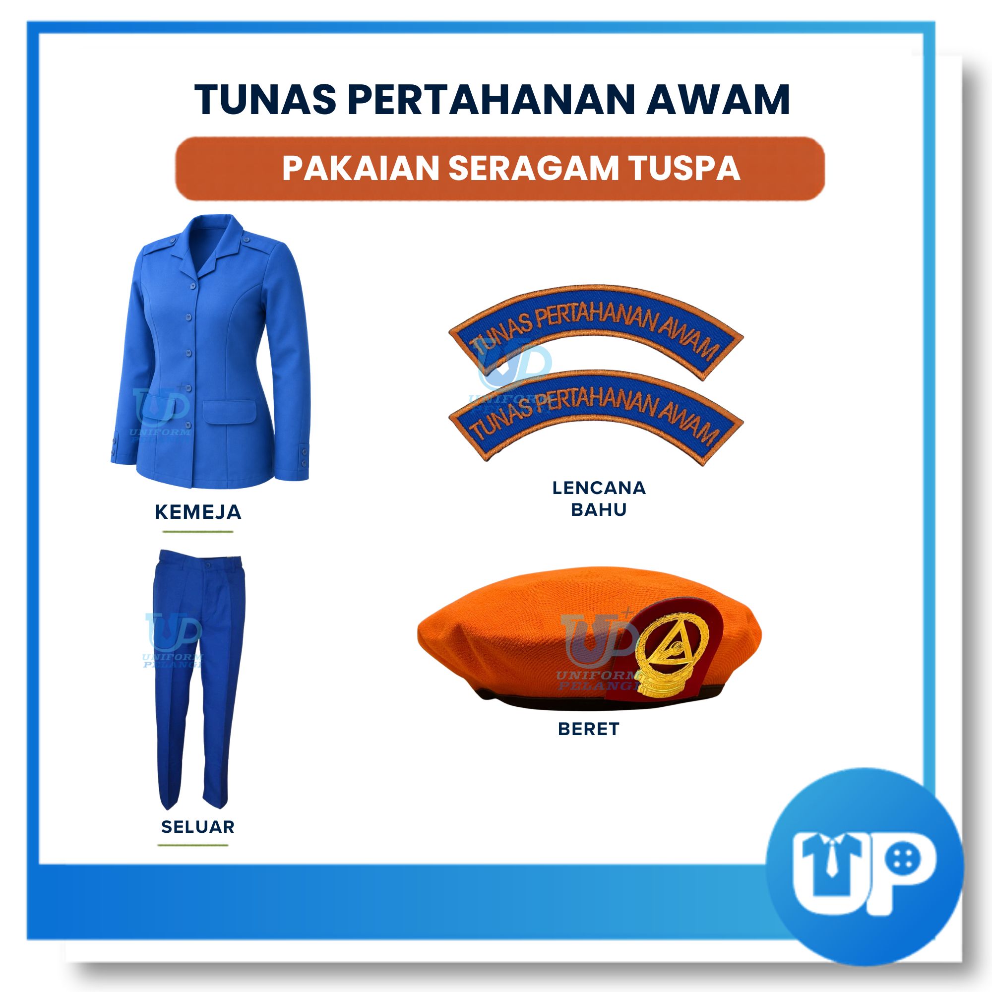 (SET LENGKAP) TUSPA Pakaian Seragam Uniform Lengakap Tunas Pertahanan Awam Sekolah Rendah