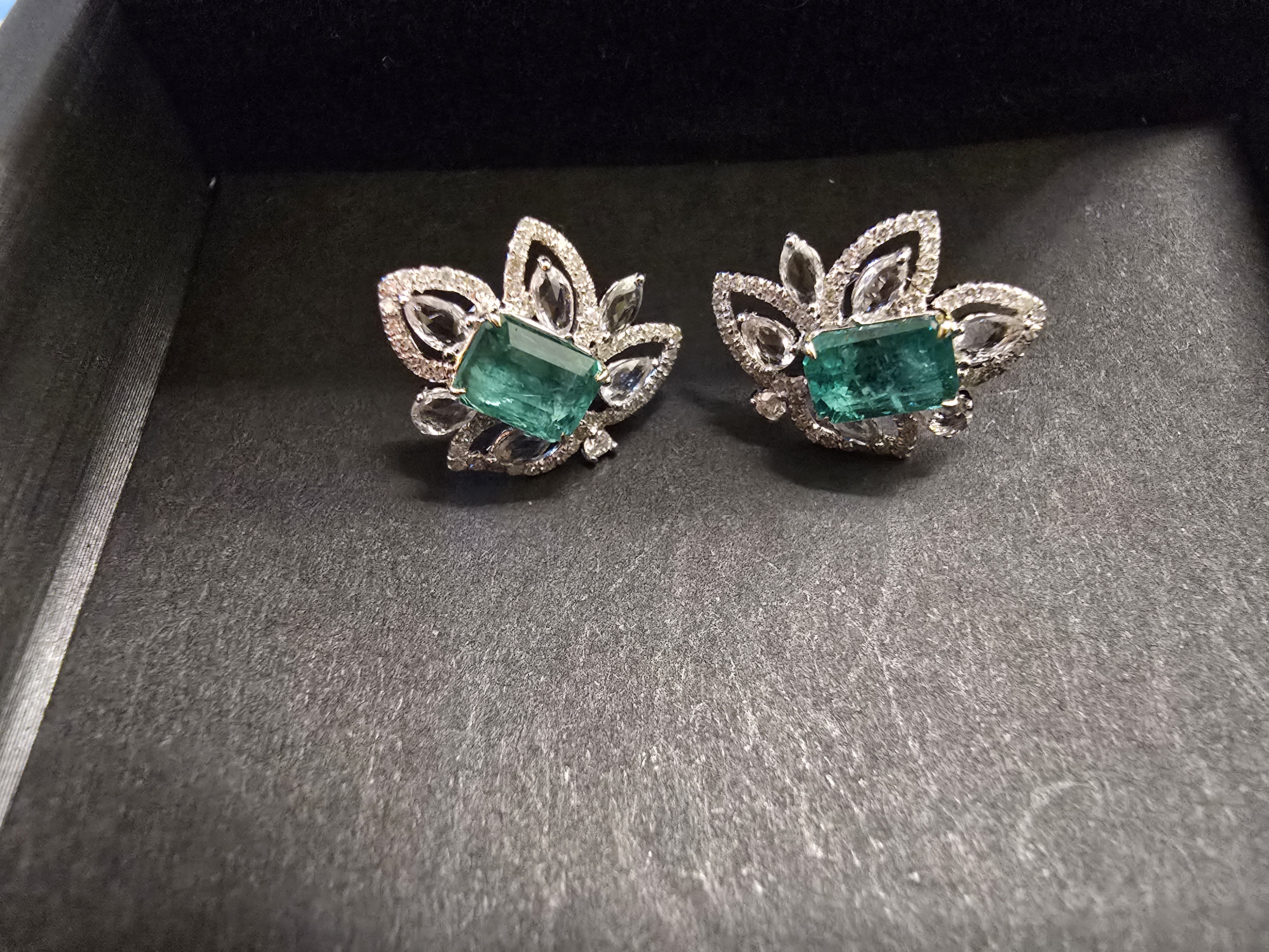 18K祖母绿鑽石耳環