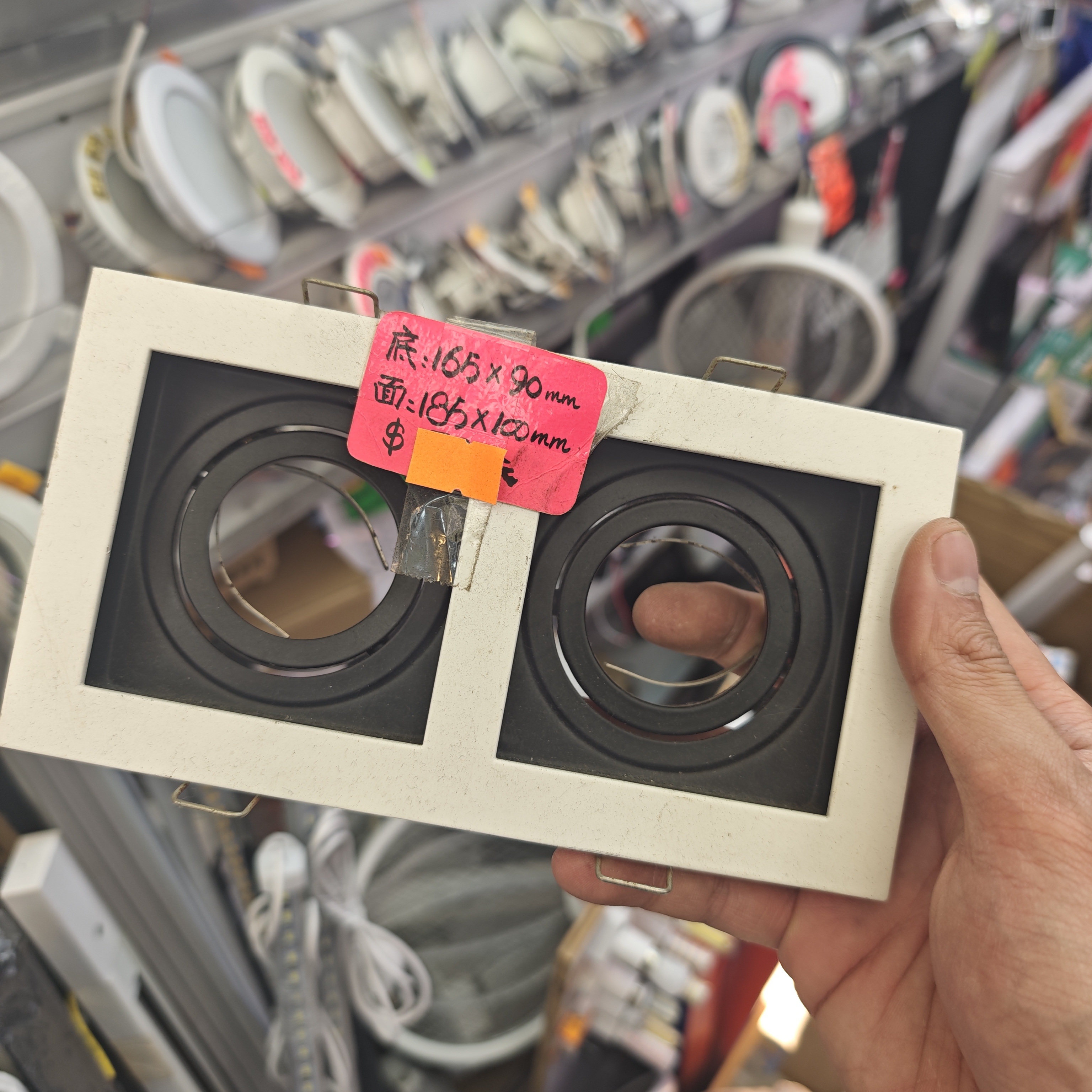 孖燈 方形 黑白色 鴛鴦色  可調節角度千秋架  假天花用平板燈燈殼