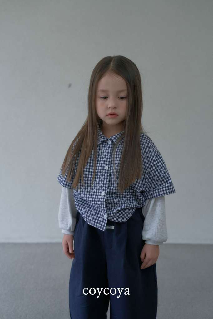 🌸預訂 韓國直送🌸🇰🇷COYCOYA兩色花花格紋假兩件寬鬆翻領長袖上衣