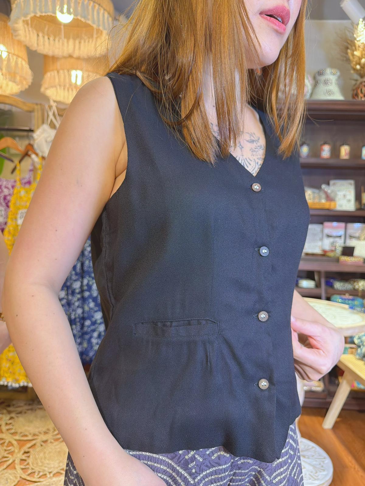 2153 Black Indian 2 Way Vest