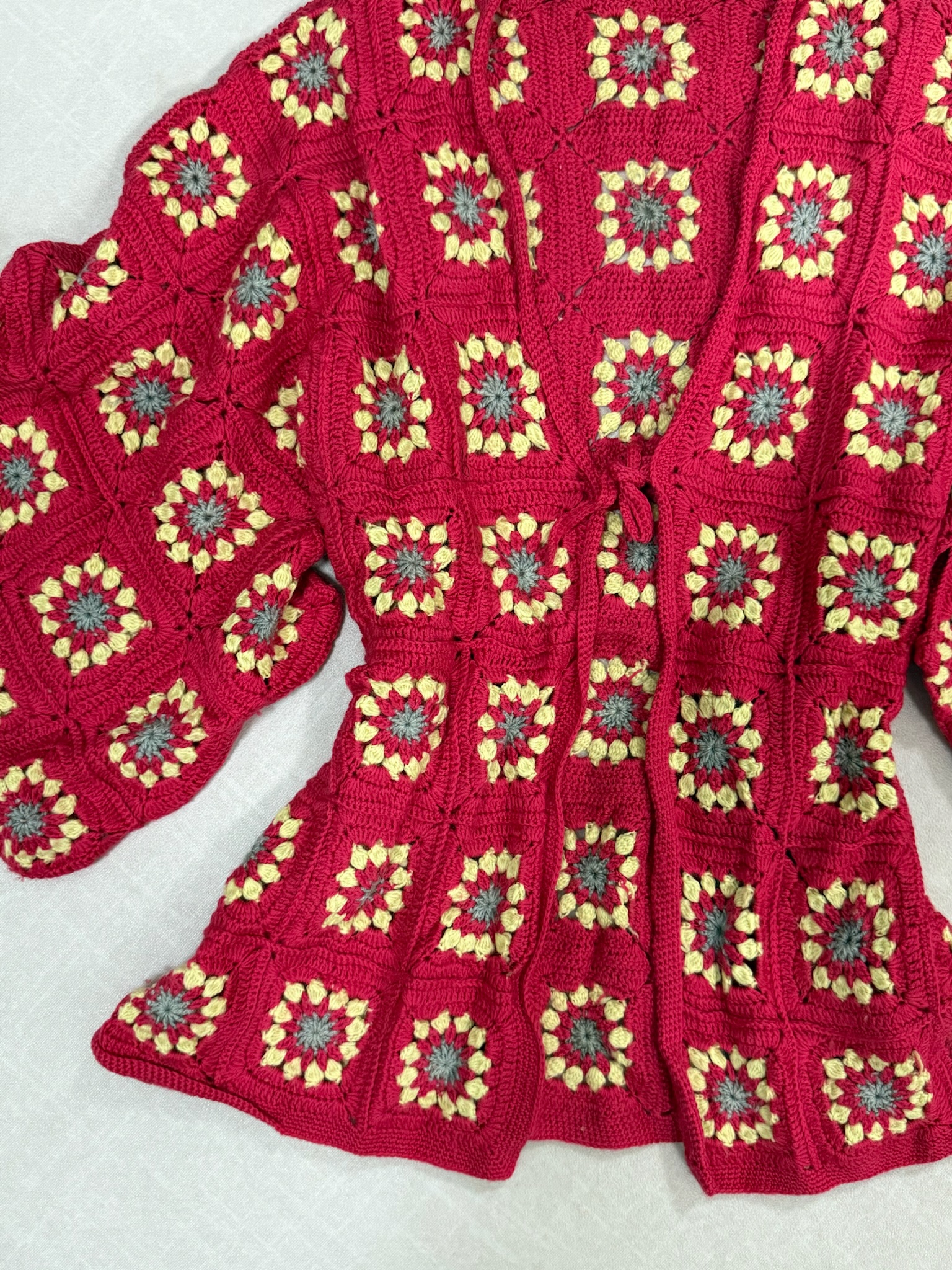 Red Patchwork Boho Coat