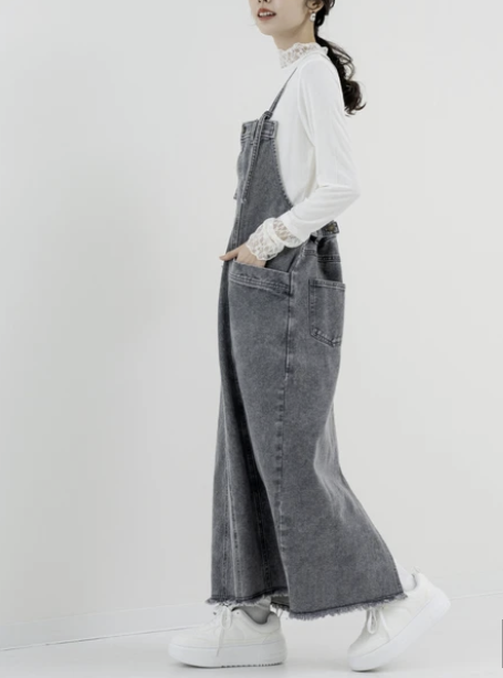 修長牛仔連身裙 - 2026 流行穿搭  牛仔連身裙 時尚穿搭 四季皆宜 成人休閒 日常穿搭 易於配搭 日本直送   #JP-I-260020