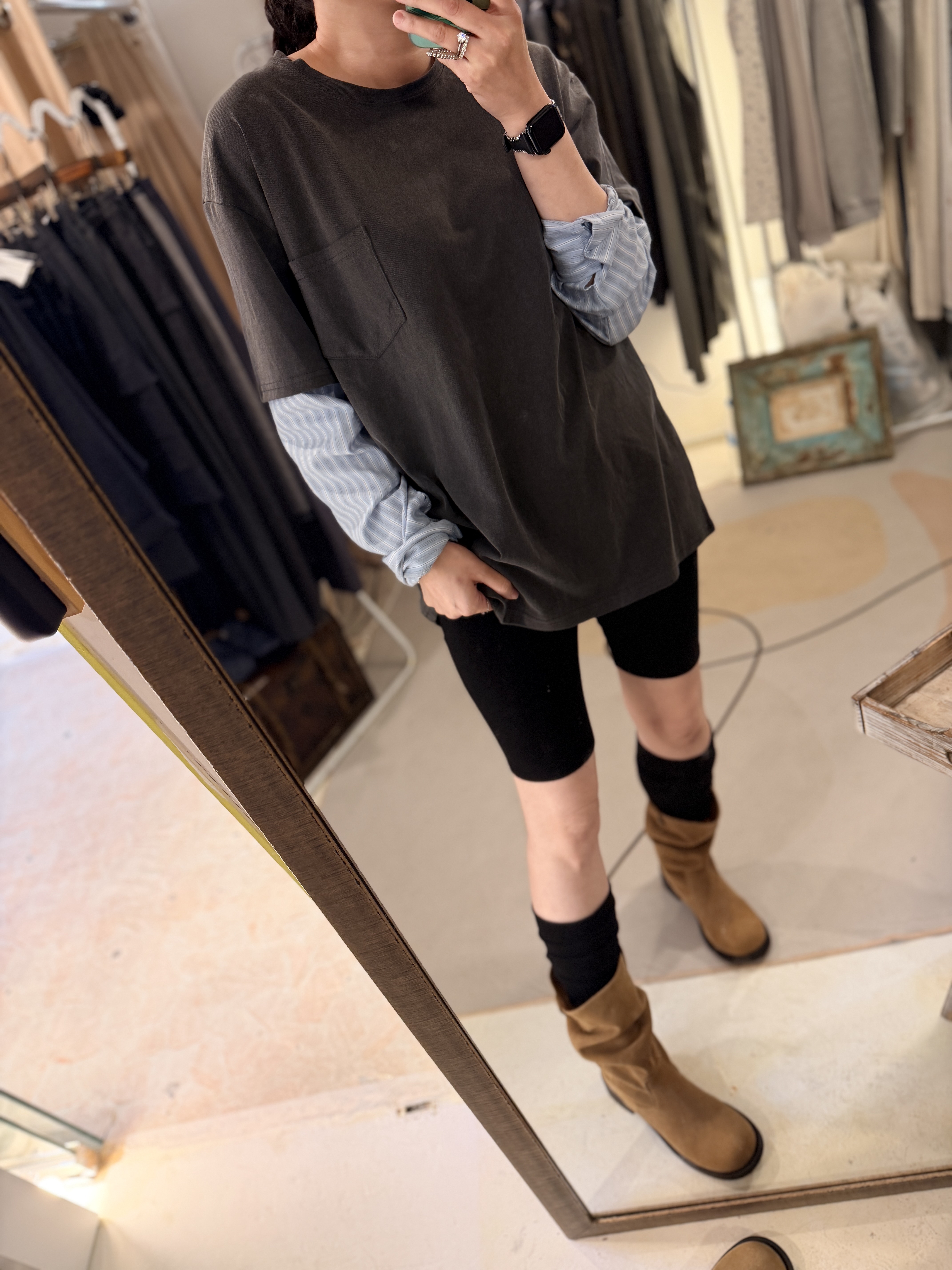 Cotton tee  with shirt sleeve