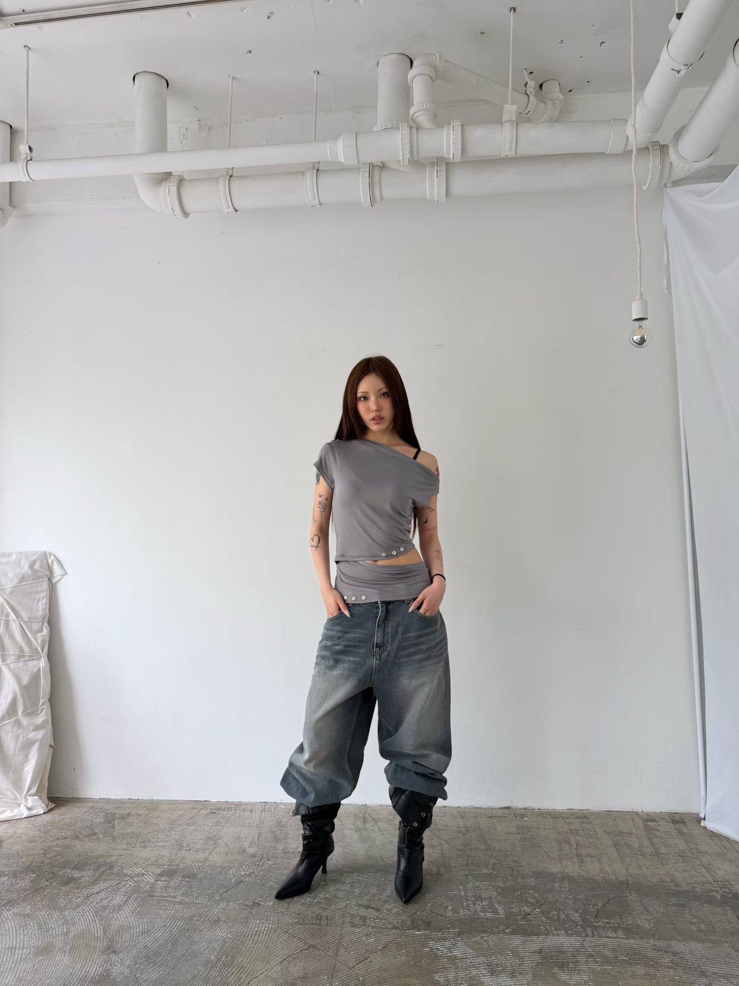 Asymmetric Ruched Cutout Top