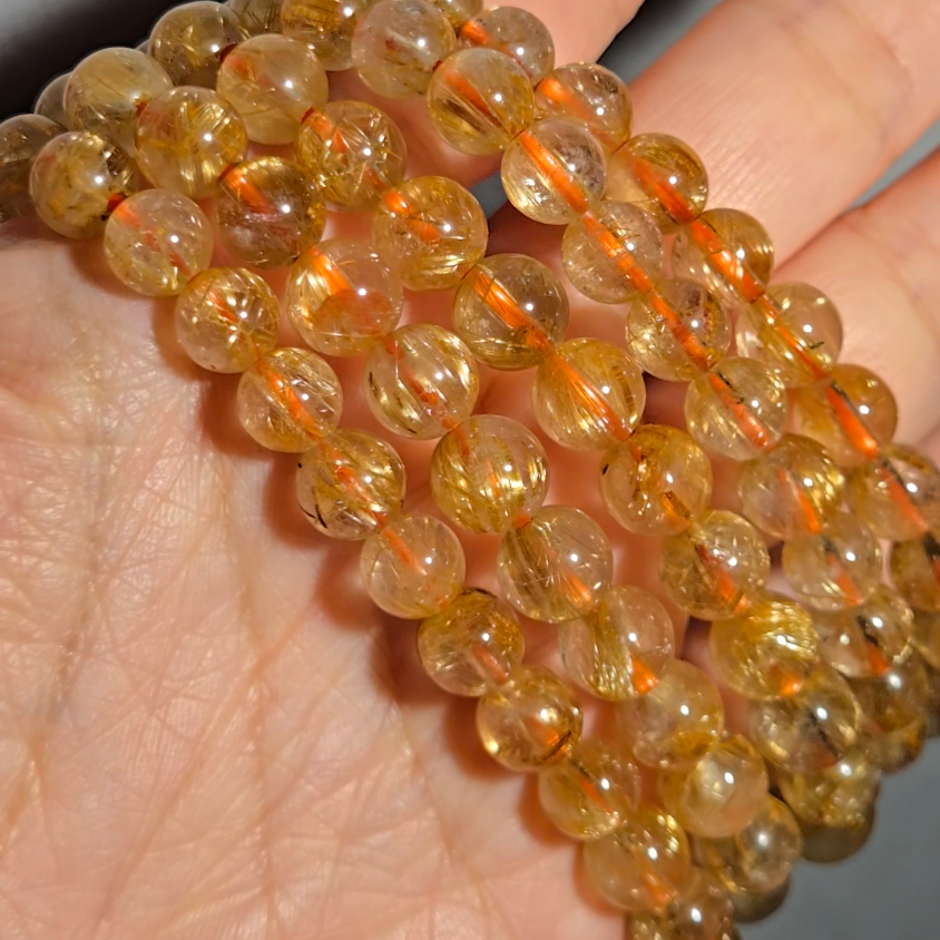 Golden rutilated quartz bead bracelets - JW107