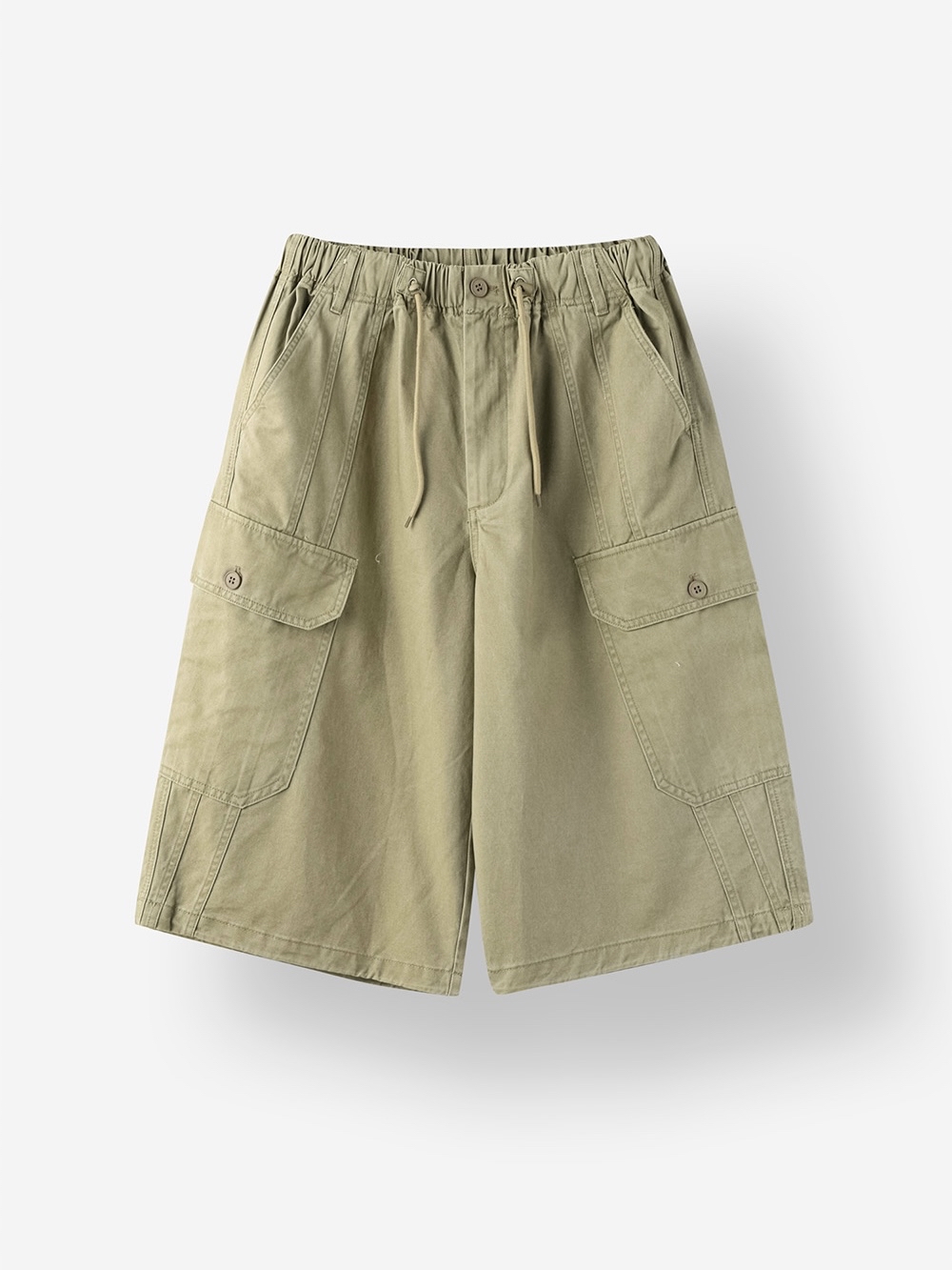 Drawstring Cotton Cargo Shorts