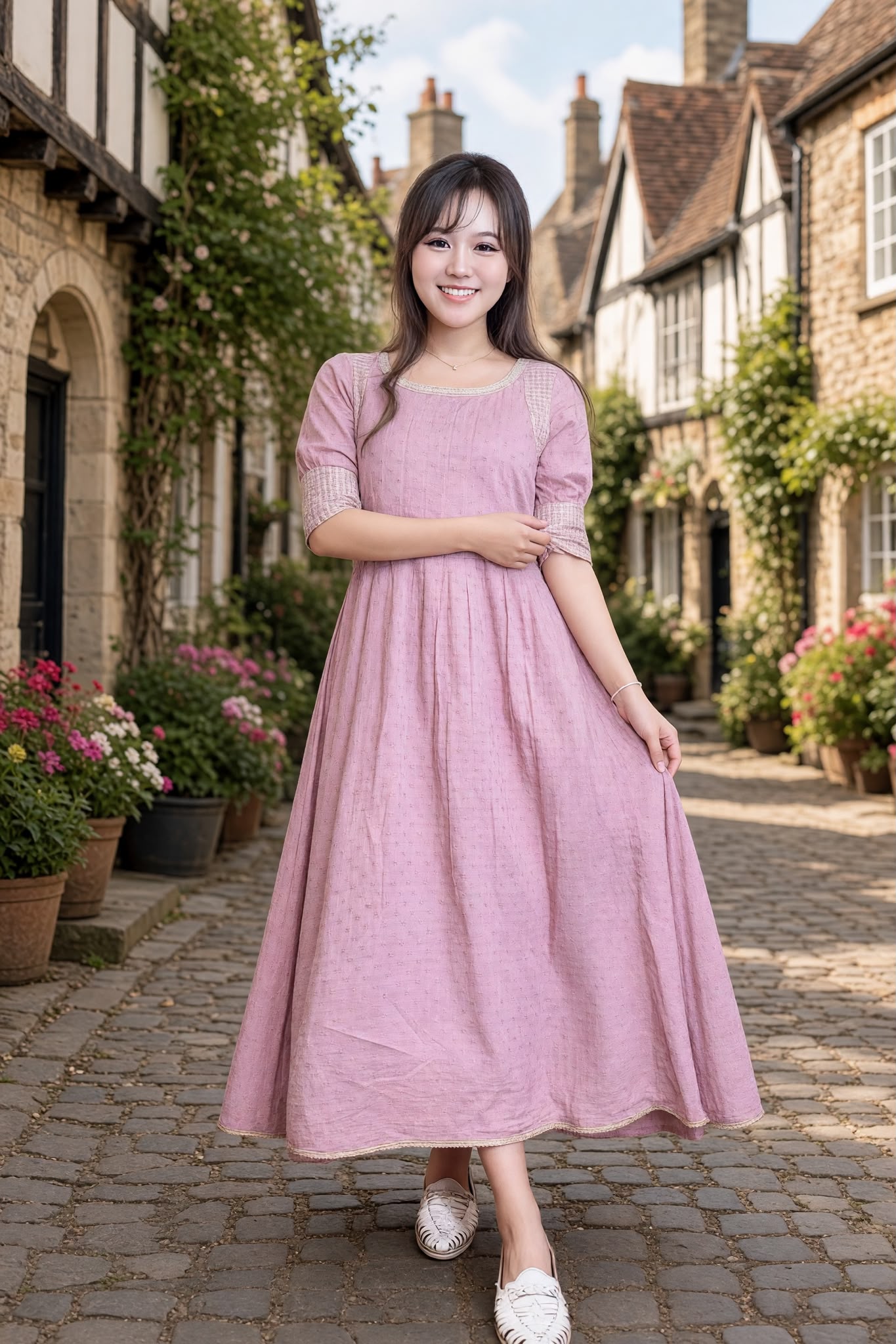 3539 Dried Rose Plain Color Pleated Chest OP 49"