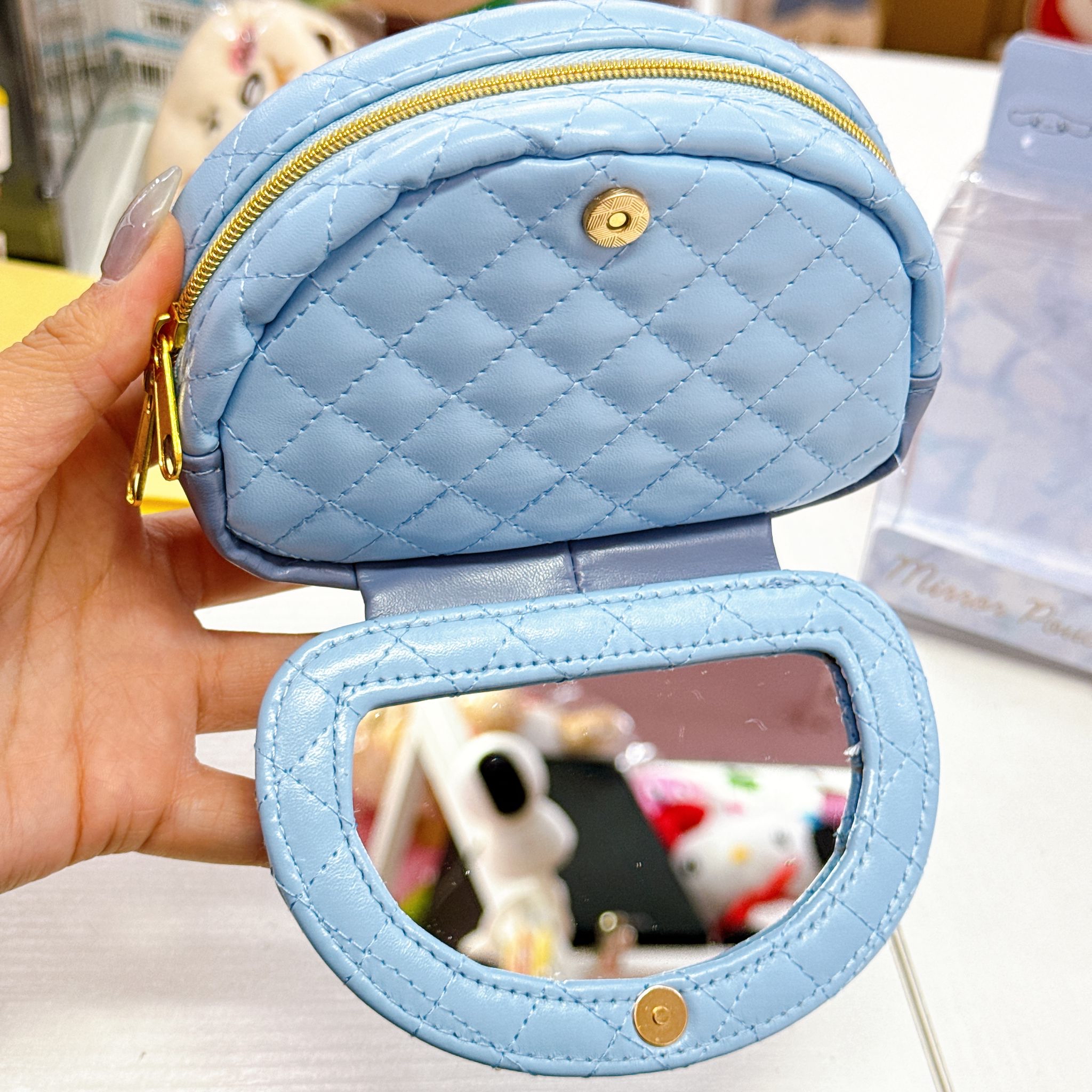 日本直送Sanrio Kuromi肉桂狗化妝袋連鏡