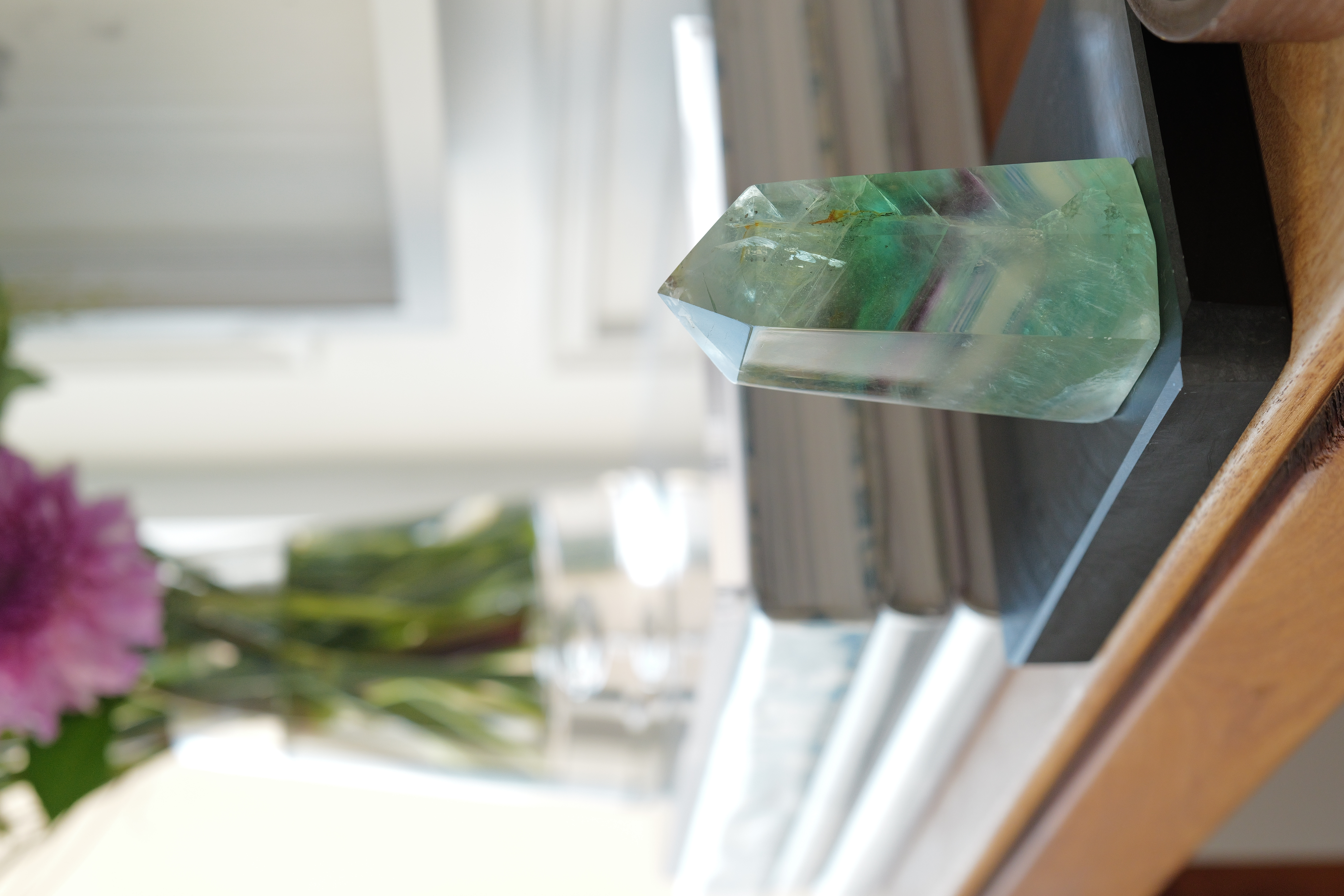  ༒9.8cm綠紫千層紋螢石六角柱༒  FL.3903C2s-RA26*2AM