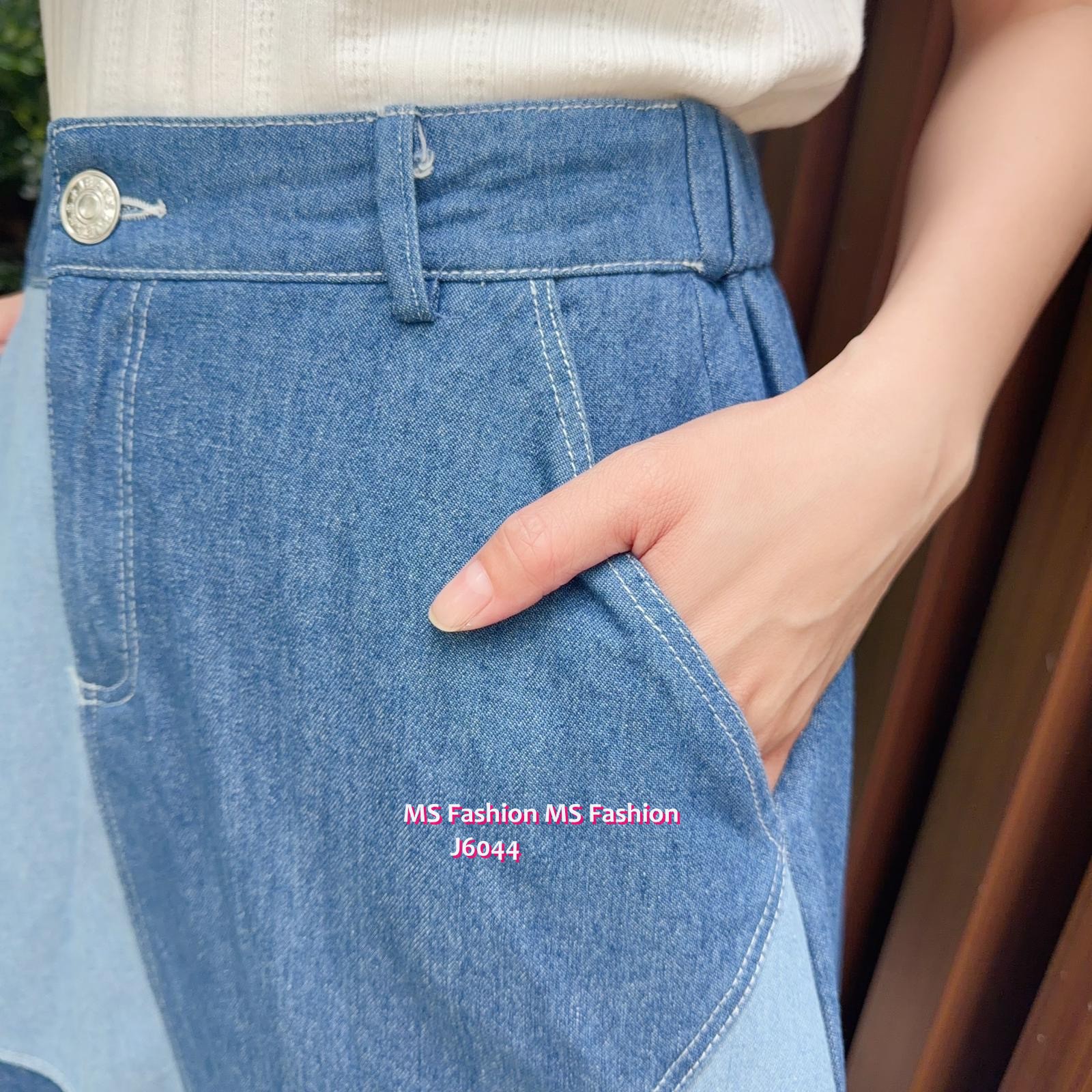 J6044 韓國🇰🇷薄牛仔拼布半裙