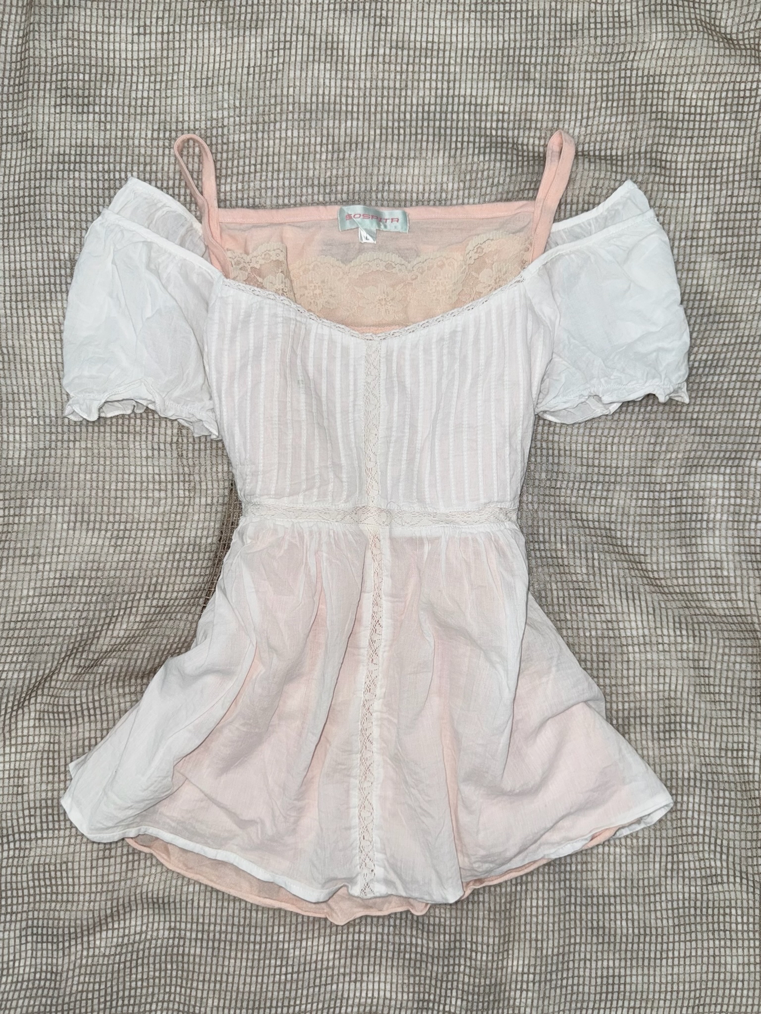 Sweetheart Marshmallow Corset Feminine Lace-Trimmed Top Set