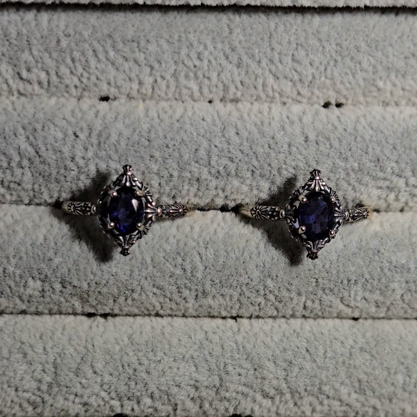 Iolite rings in adjustable sterling silver - JW35