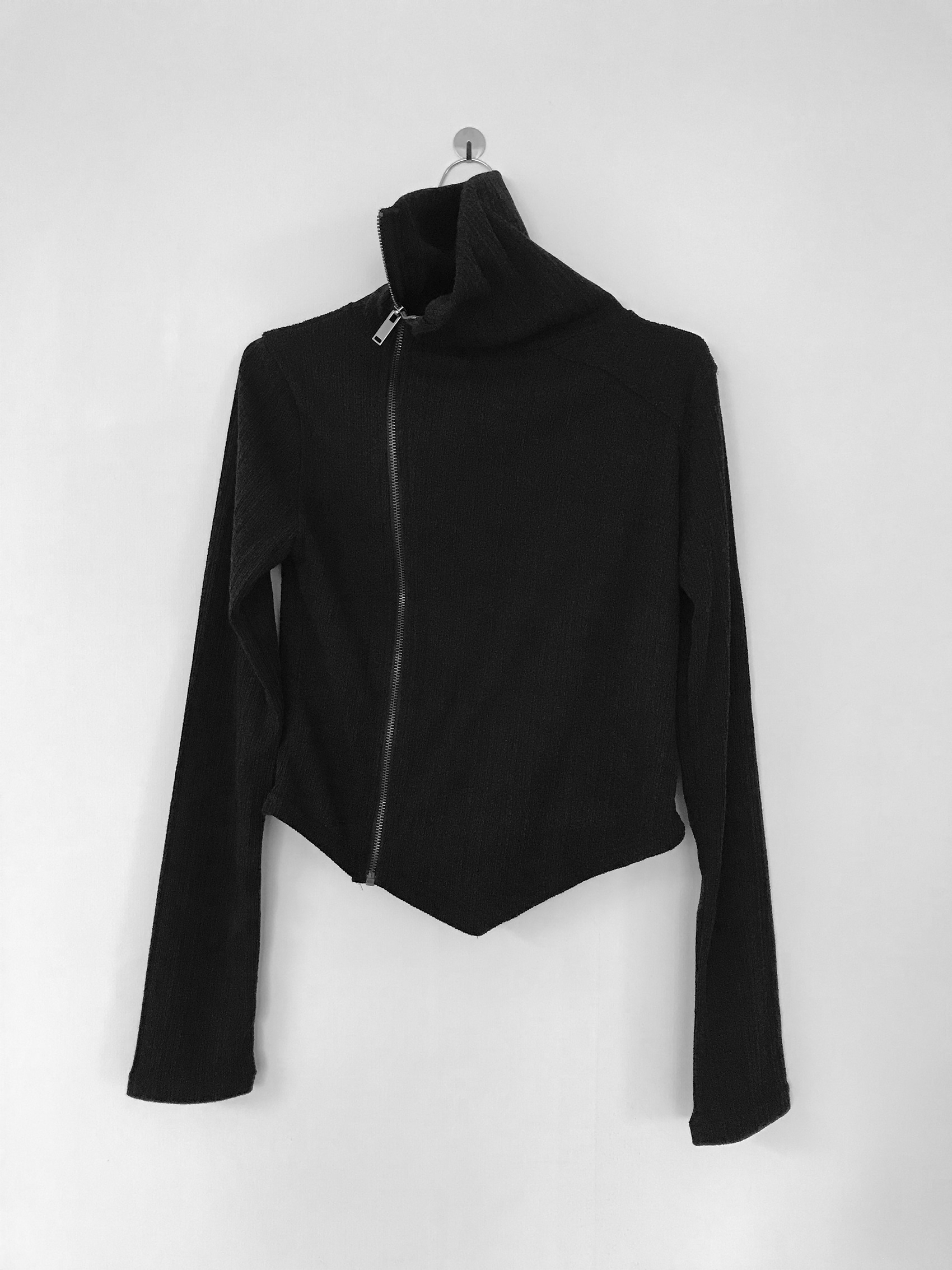 Asymmetric Zip-Up Ribbed Jacket
