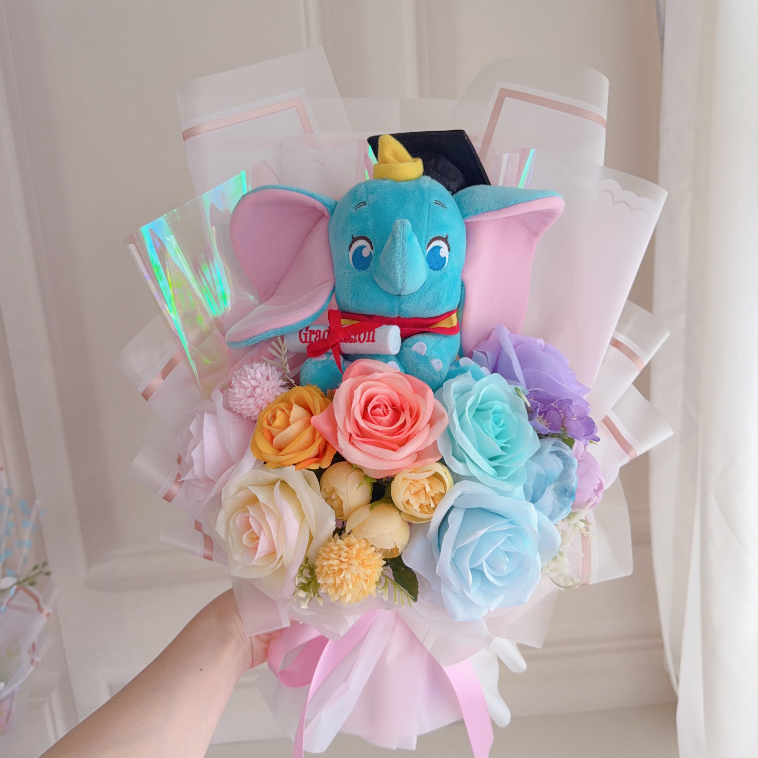 (現貨)小飛象畢業公仔花