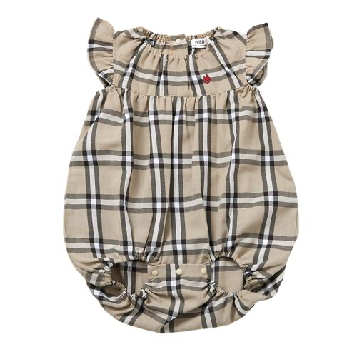 🇯🇵預訂 日本直送🇯🇵Polo Baby刺繡格紋荷葉邊無袖包屁衣