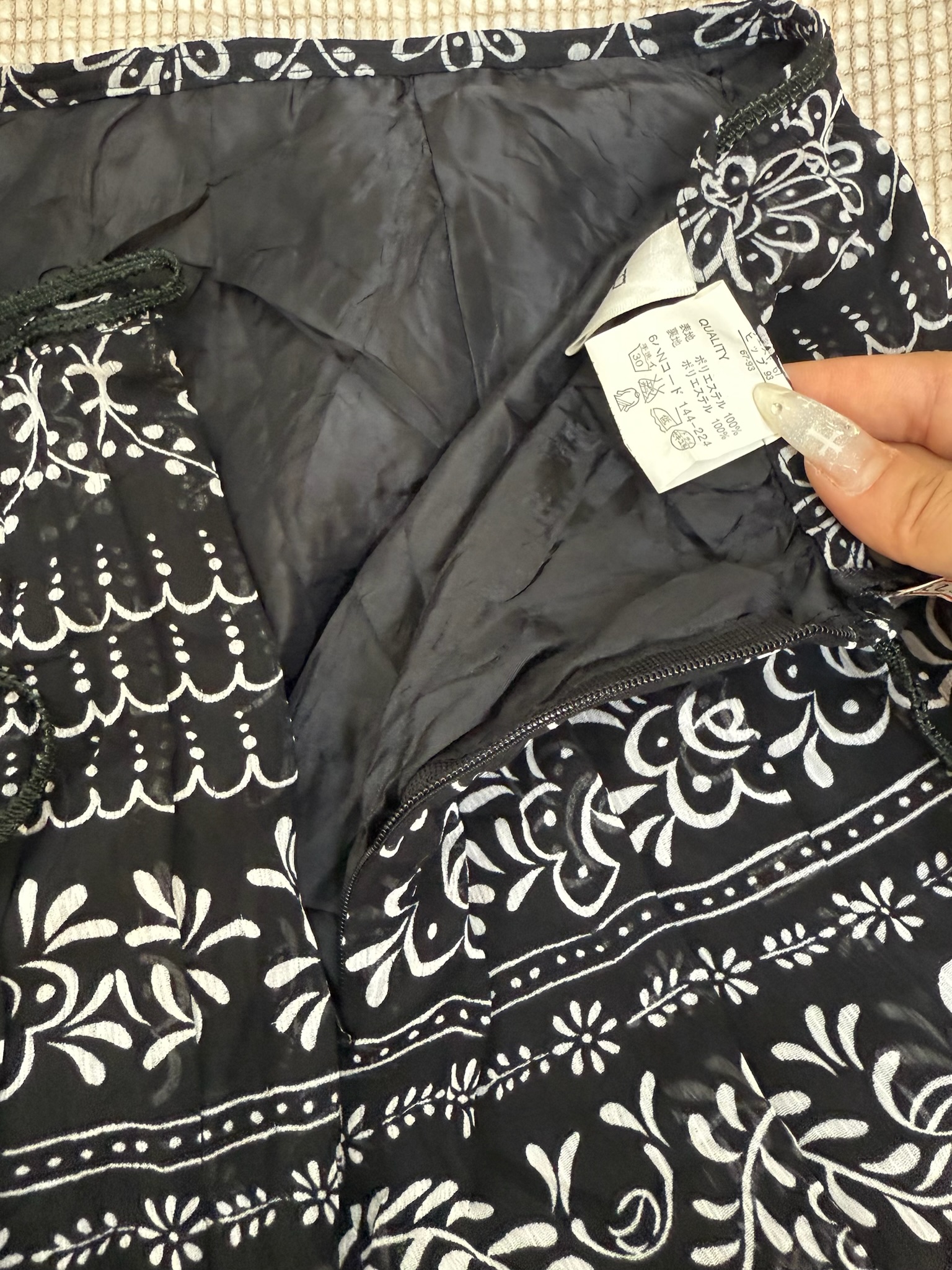 Boho Chic Black and White Mandala Pattern Tiered Chiffon Skirt