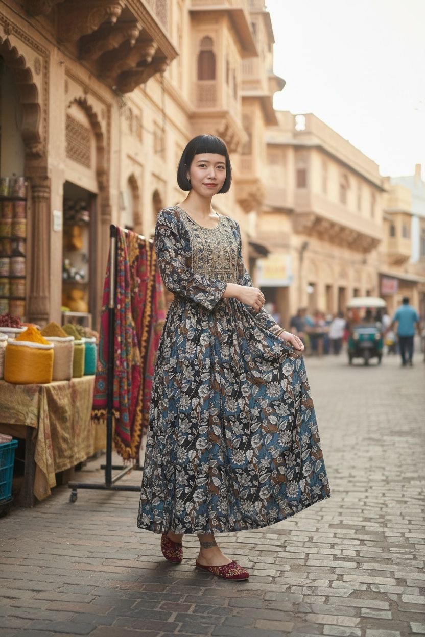 Black Floral X Leaf with SIlver Emb. OP 48" #1053