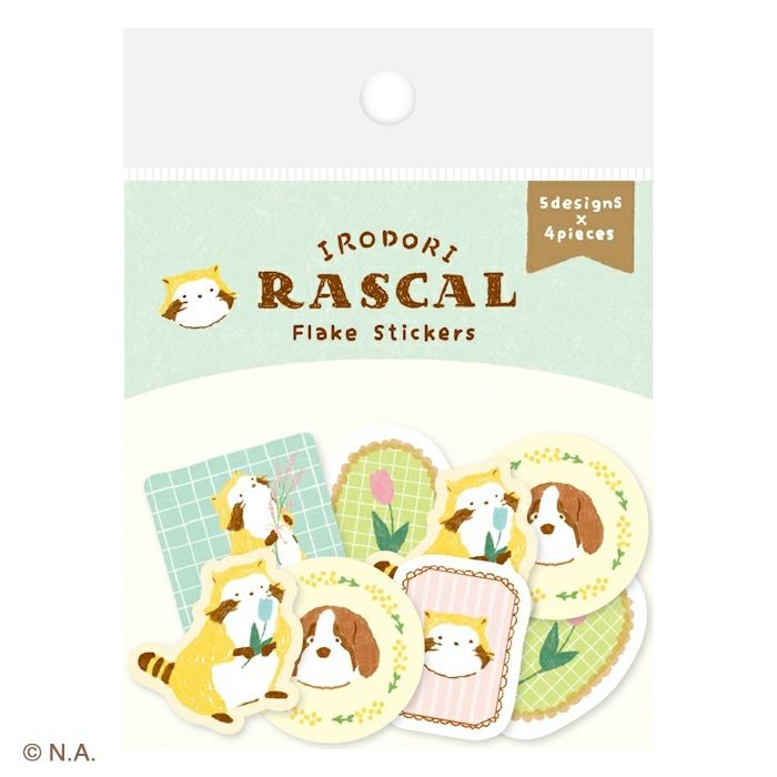 現貨｜IRODORI RASCAL 小浣熊 日本製 和紙貼紙 (花 QSA359)