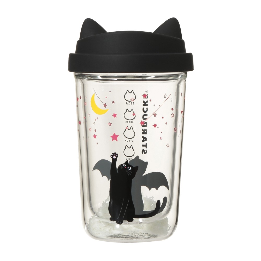 🎀【預訂】Starbucks JP MOON LIGHT HALLOWEEN 貓咪夜光雙層隔熱玻璃杯 355ml