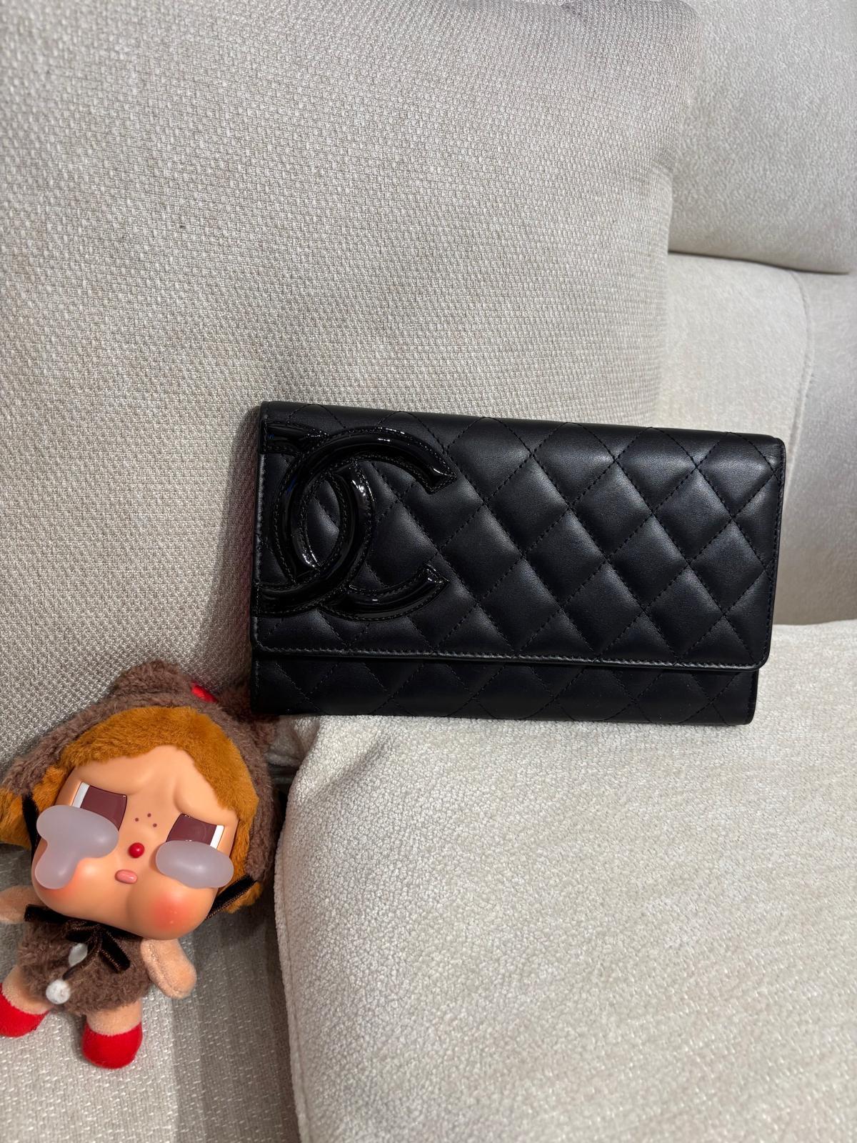 未使用品 Chanel cambon fold wallet calfskin 黑色牛皮絕版長銀包 100%Authentic, Unused ✅Card✅Box