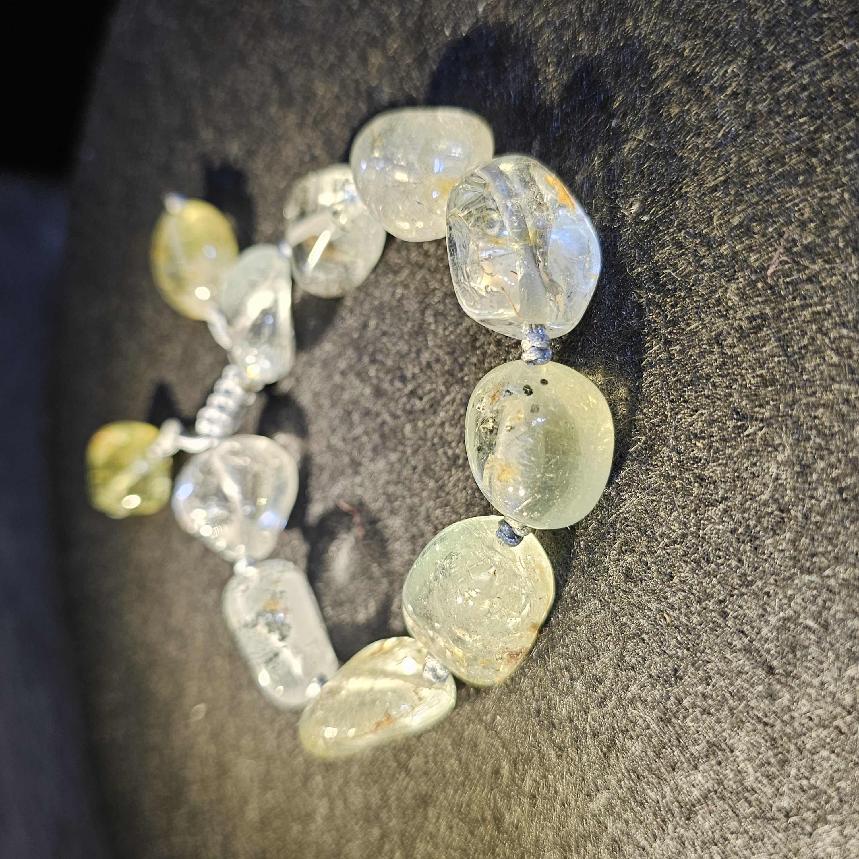 藍水晶不定形織繩手鏈