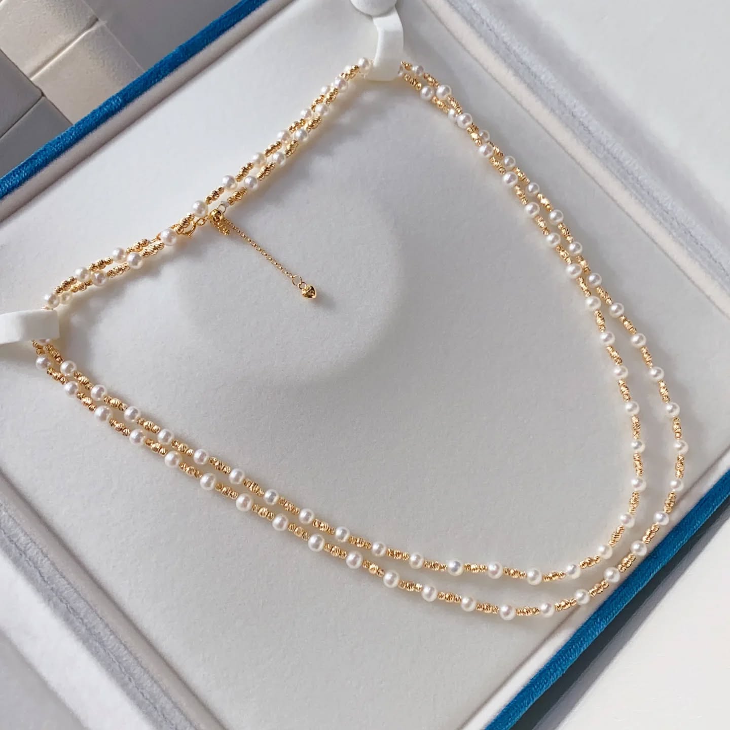 4-5mm正圓無瑕淡水 搭配純銀小隔珠 總長90cm  萬能鏈