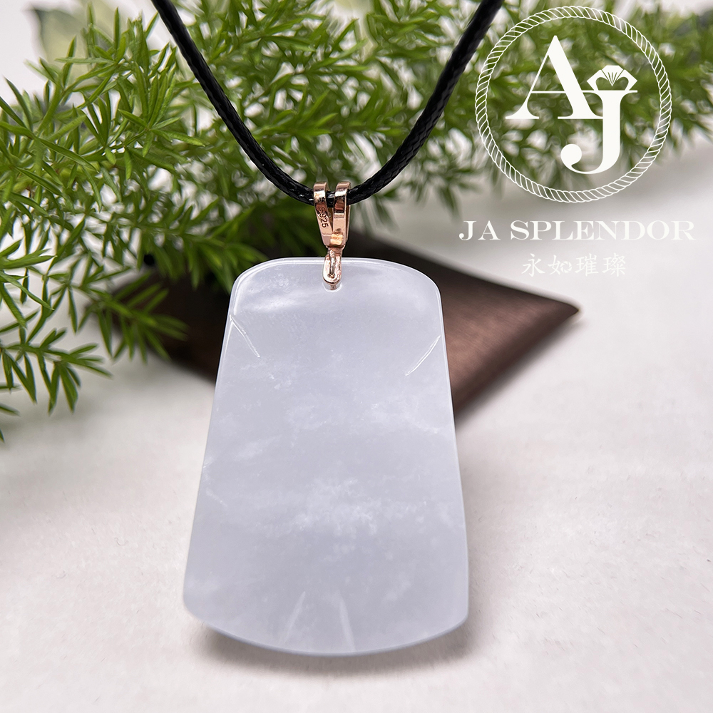 JNS-227 天然翡翠A玉-冰潤白月光花開富貴/喜上眉梢純銀吊墜