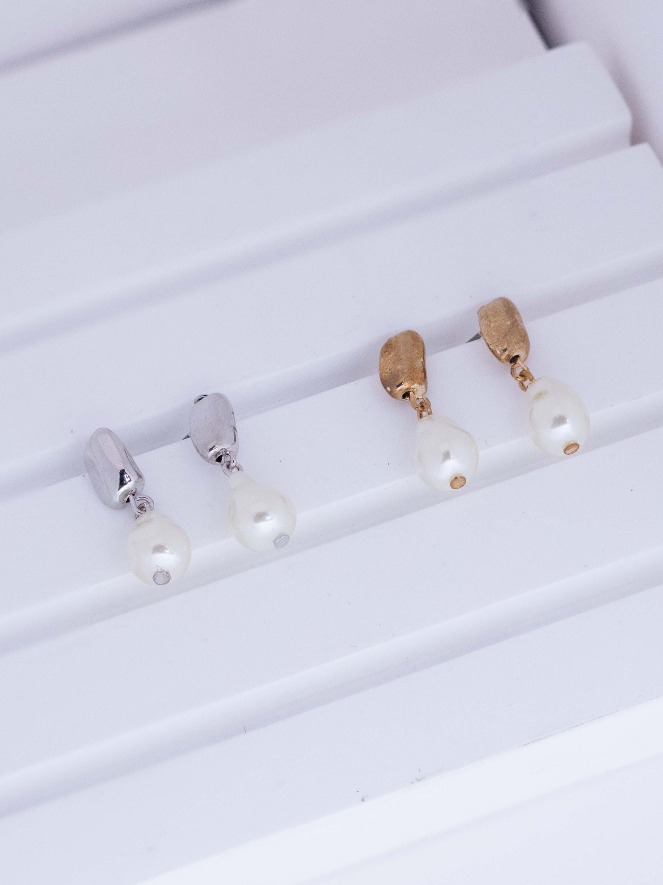 Baroque Pearl Drop Stud Earrings