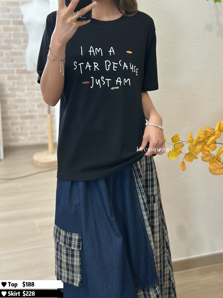 復古皮扣｜印字棉質上衣