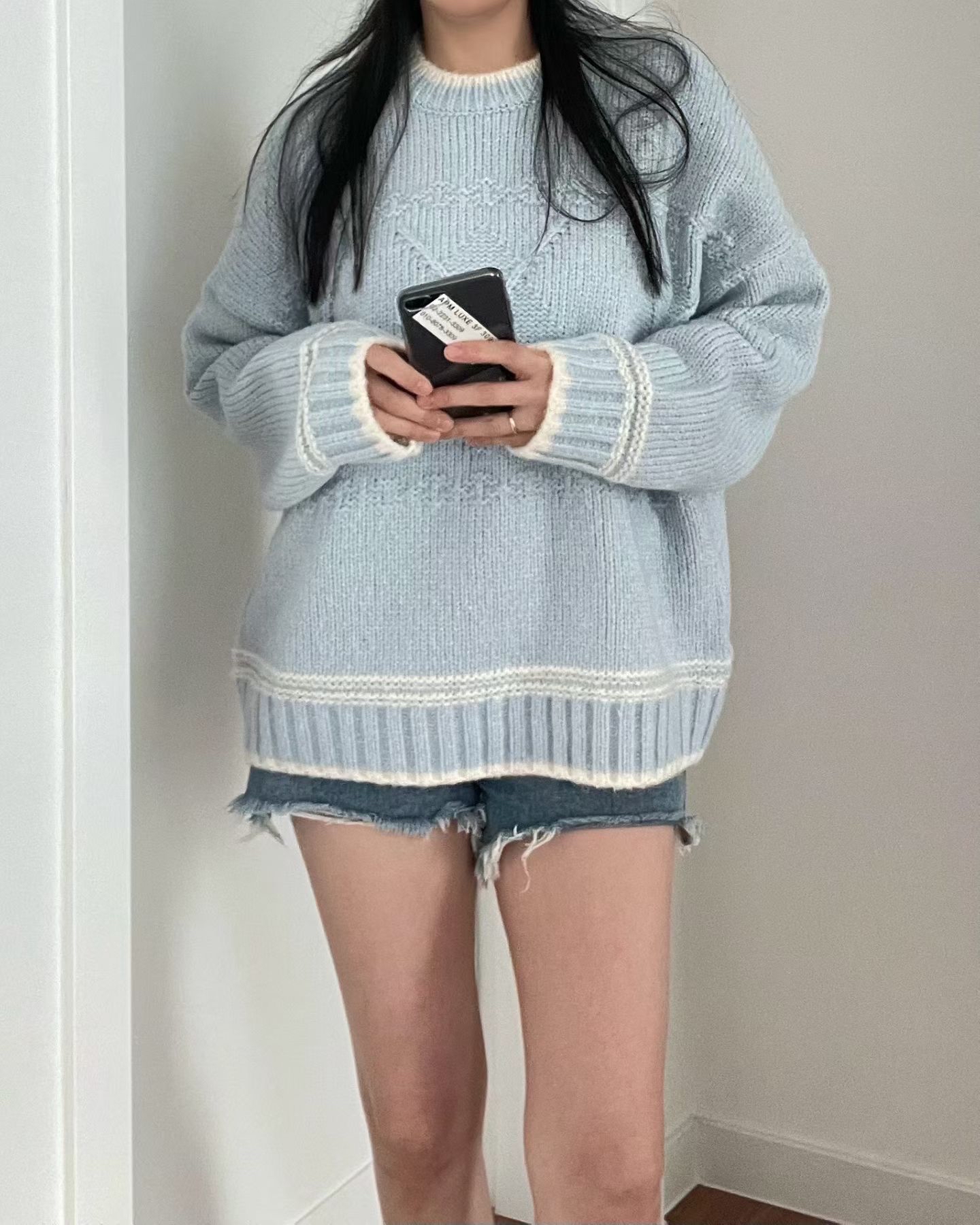 撞色邊針織毛衣