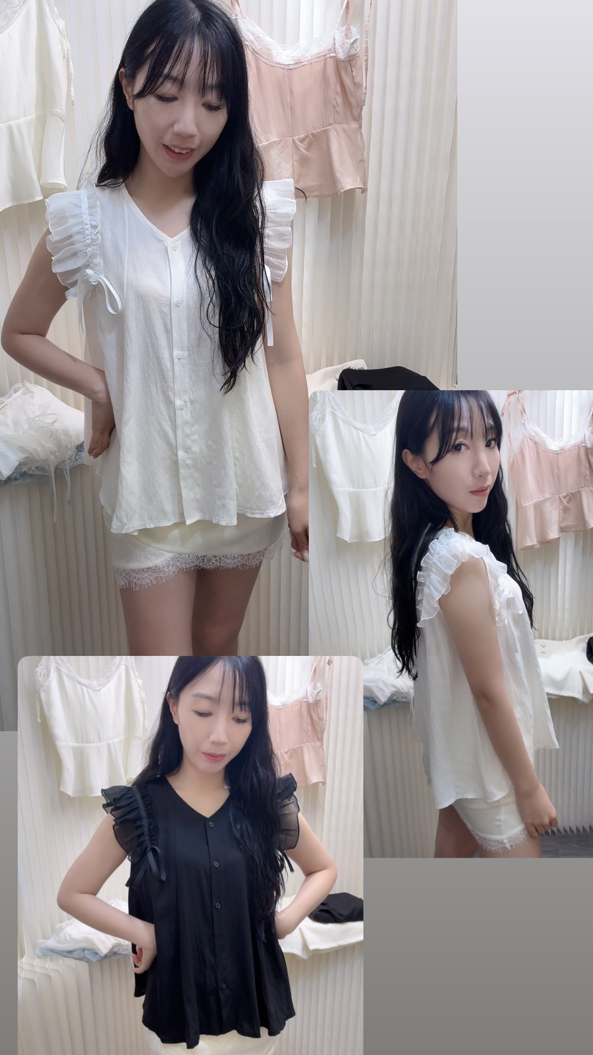 Ruffle袖麻質Top