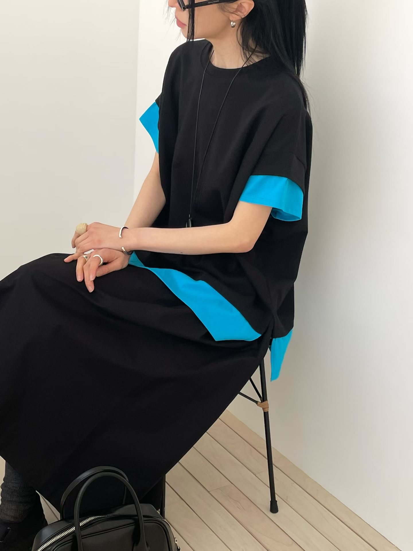 撞色拼接寬鬆休閒T恤
