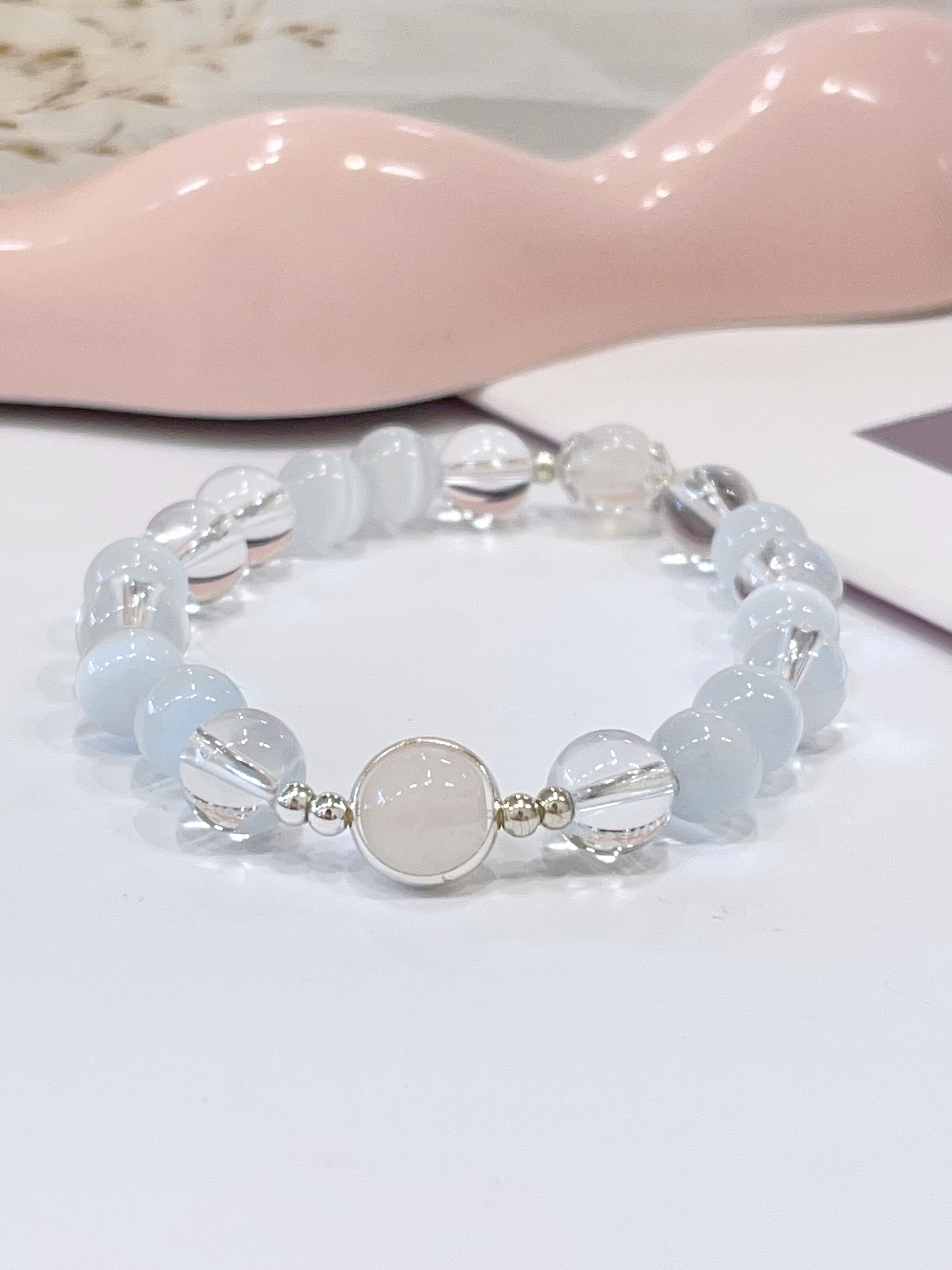 🌸✨ 猫眼石 × 粉水晶 × 白水晶手串 Cat’s Eye Stone, Rose Quartz & Clear Quartz | 8mm
