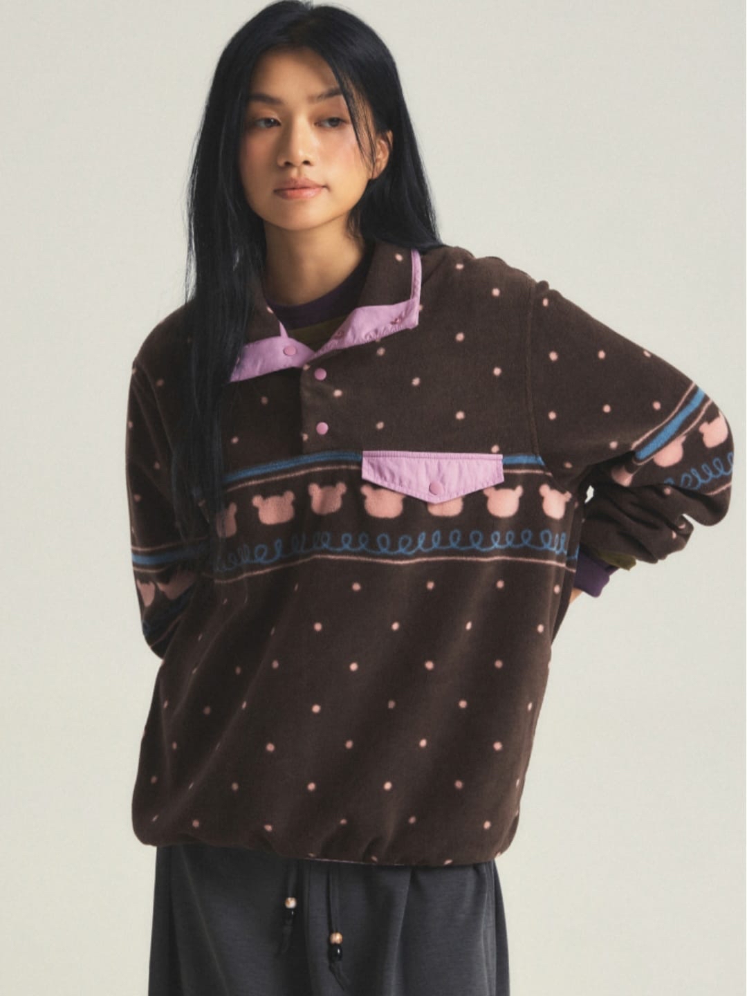 《預訂貨品》全新SPAO 限定 Rilakkuma 半拉鏈抓毛絨衛衣