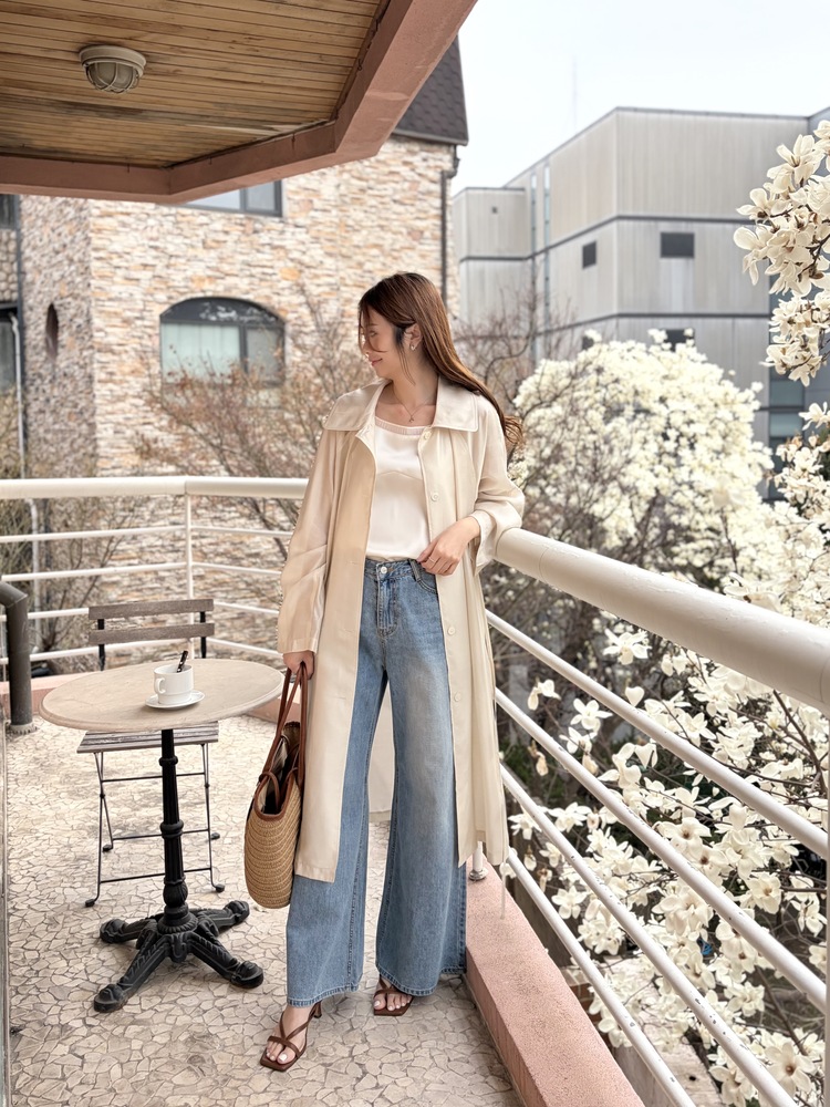[薄!] Faded Wash Wide Leg Jeans