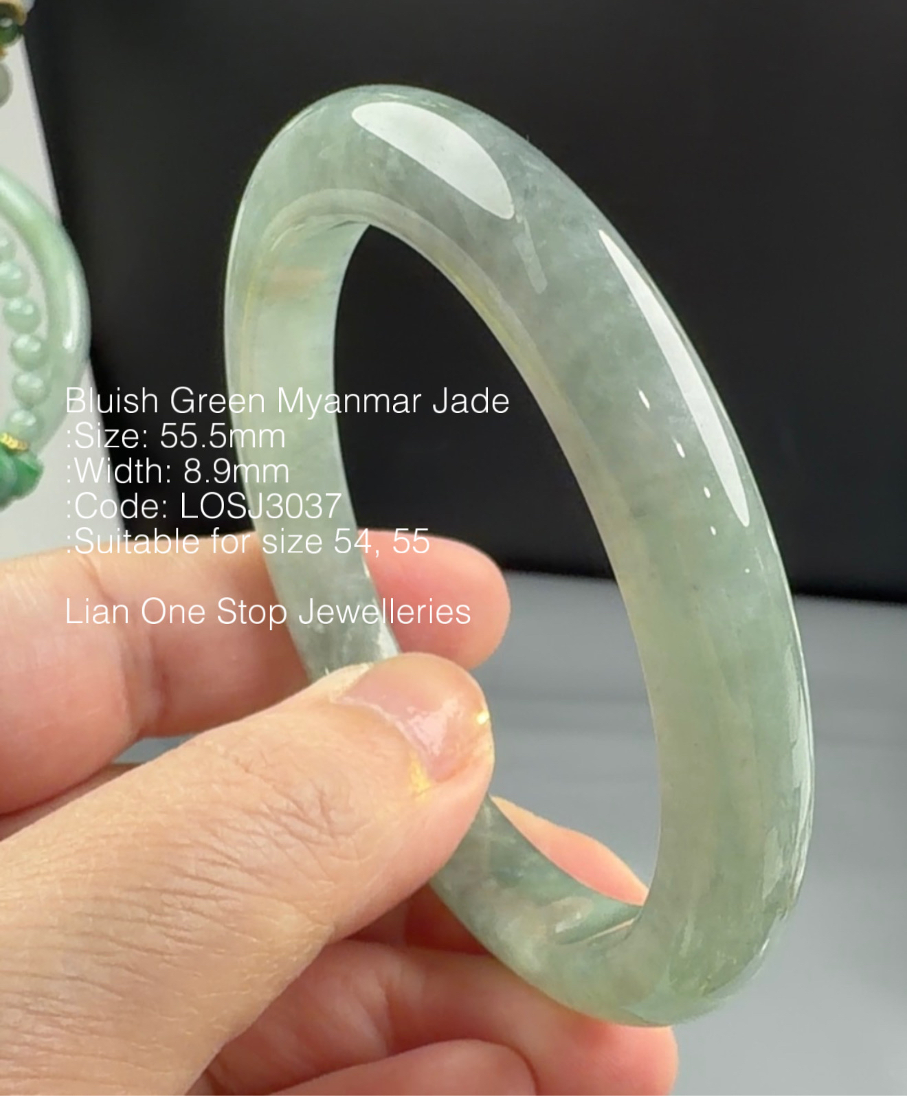 5.55cm Code: LOSJ3037 Bluish Green Myanmar Jade