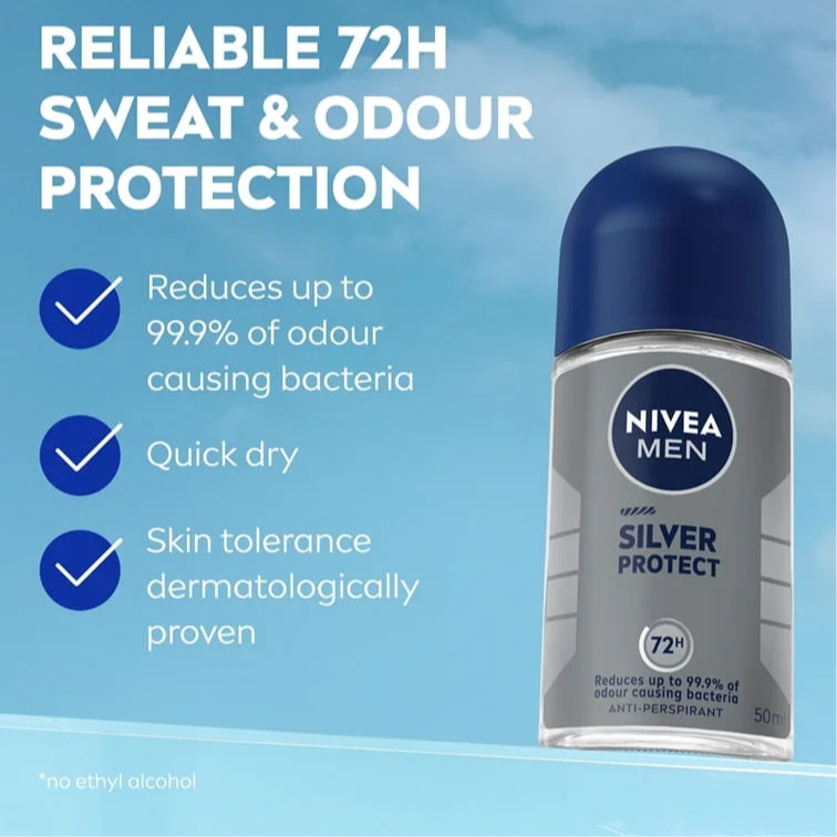 NIVEA FOR MEN Deodorant Silver Protect Roll On 50ml