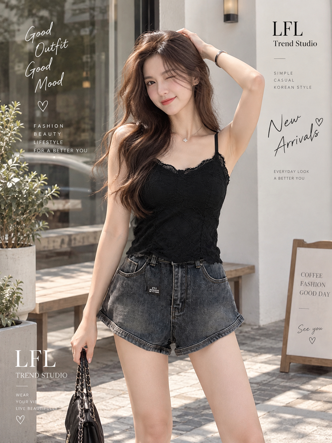 7207 法式格子睫毛蕾丝吊带