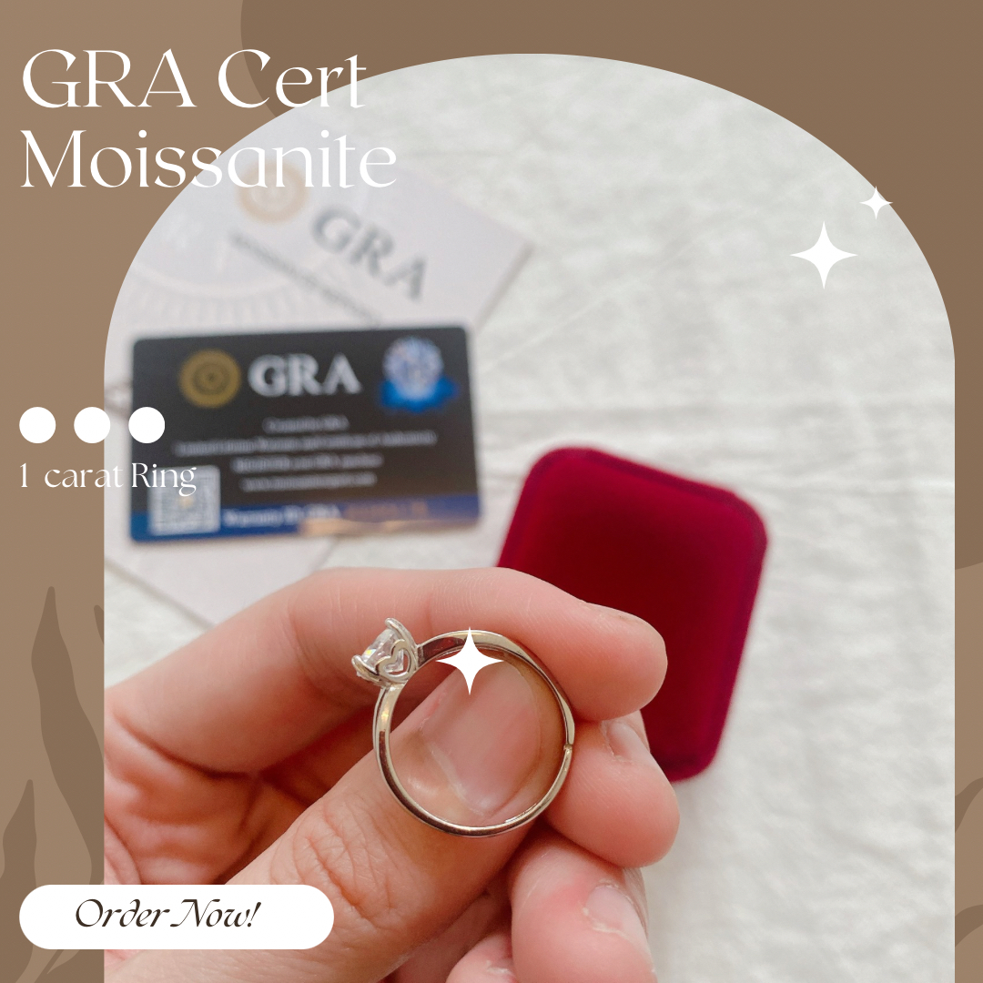 Moissanite Collection 1 carat Ring 034 【FREE size: Adjustable Ring】