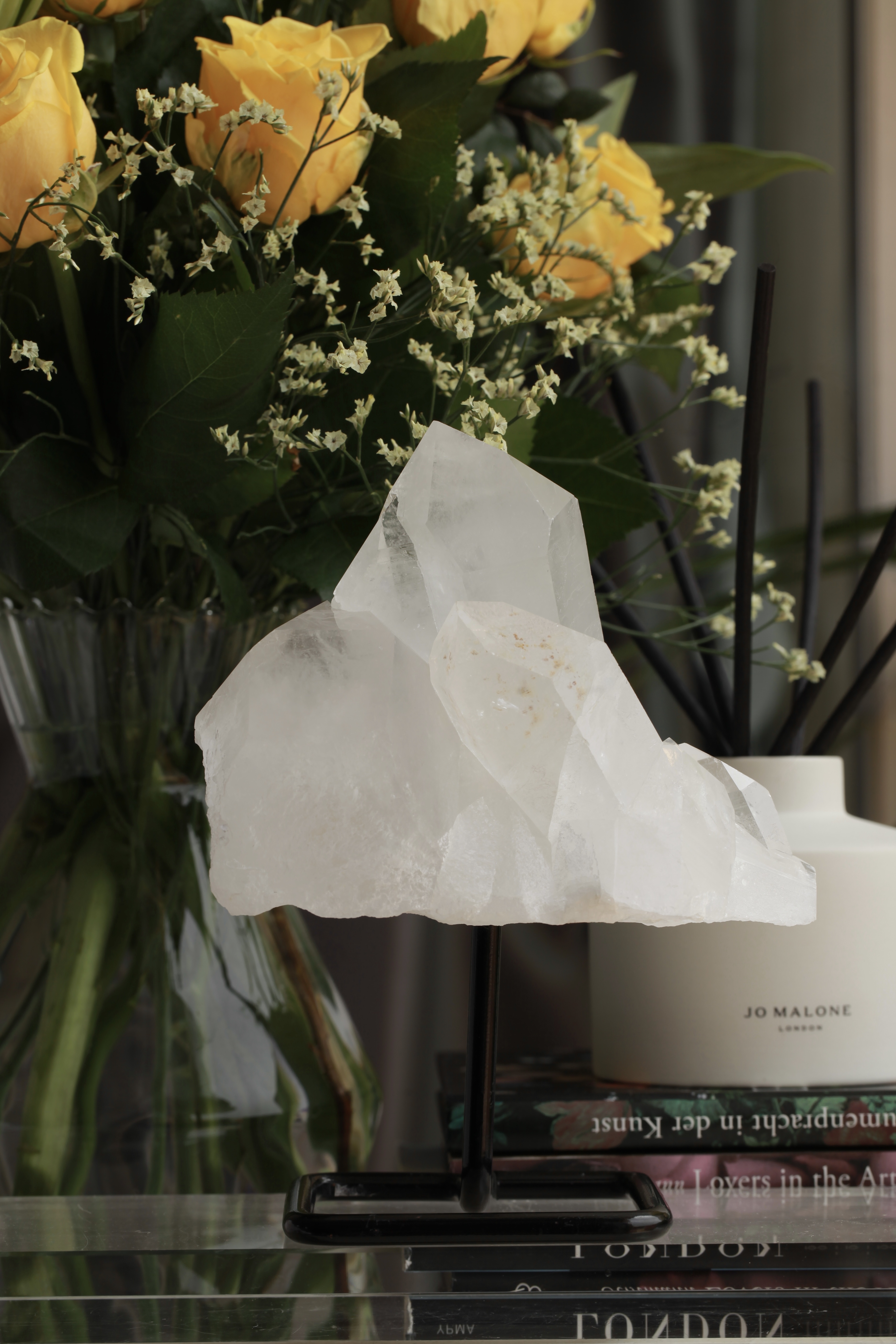 ꧁12.8cm 2.1kg白水晶簇連托架擺件꧂CL.707AC7FG2JT5-RB19*16FF