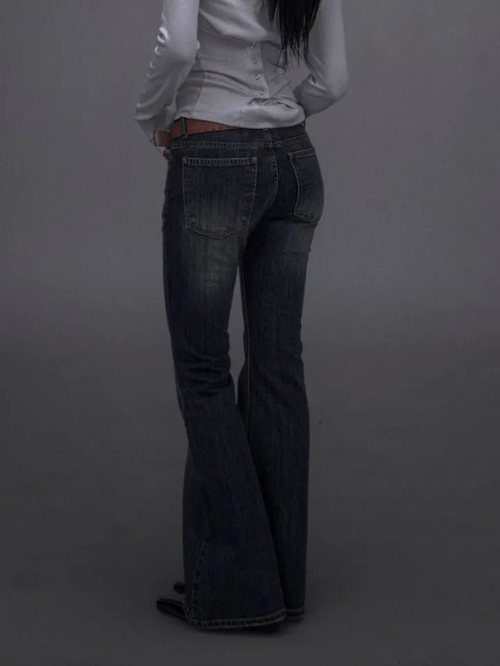 Washed Low-Rise Bootcut Denim