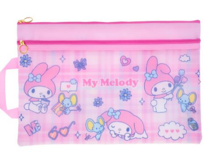 My Melody F4雙拉鍊布文件袋連手挽