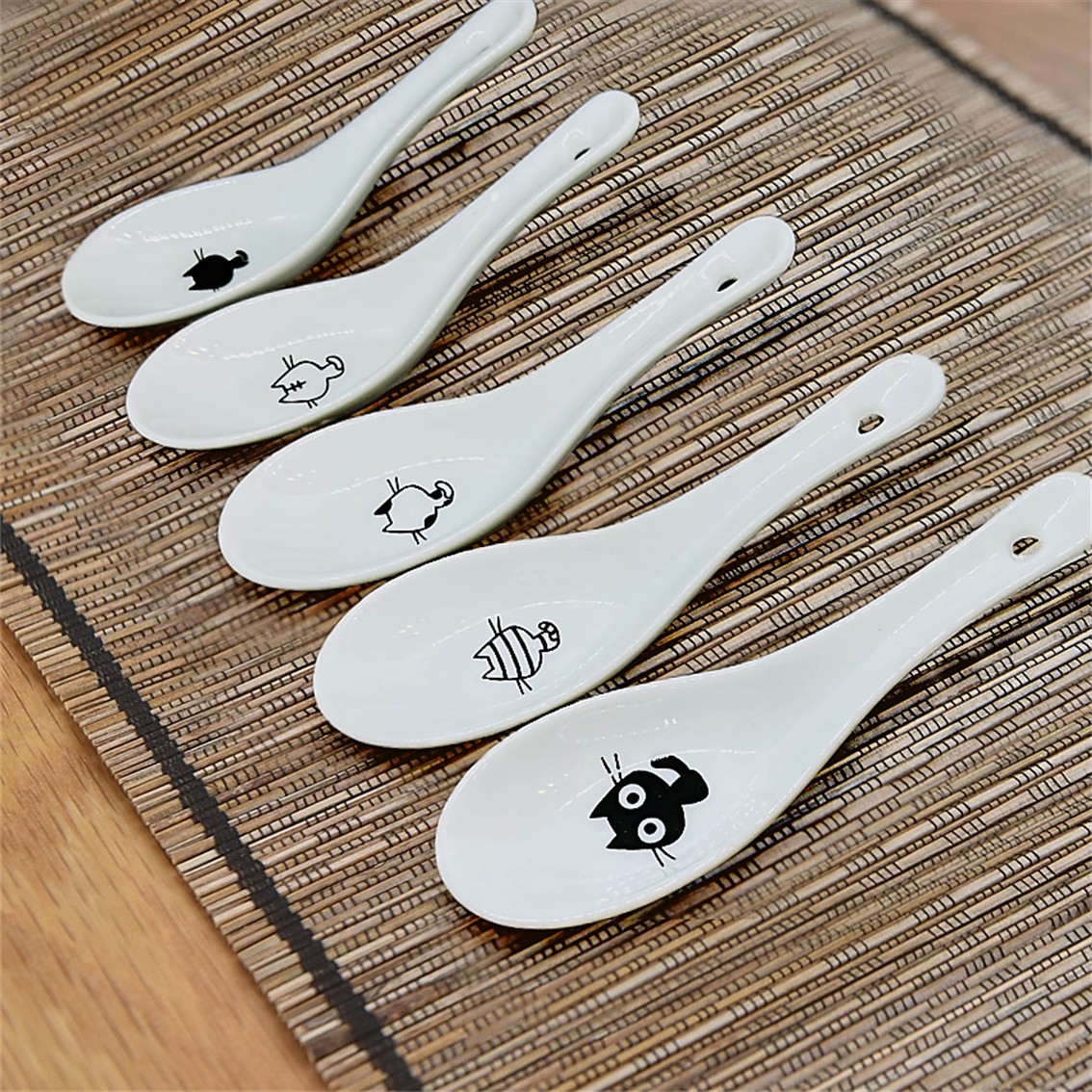 【日本製】美濃燒陶瓷五隻小貓可愛湯匙